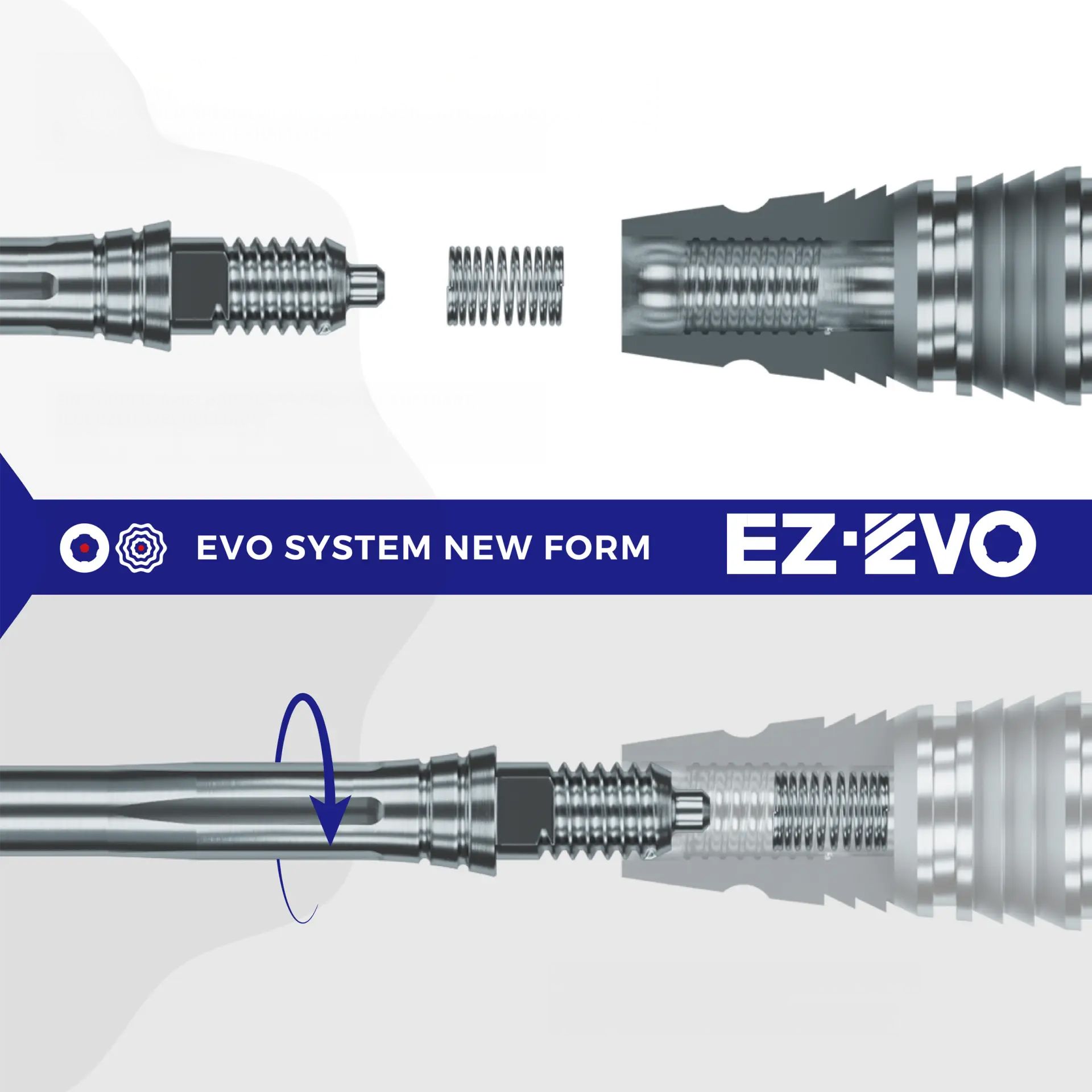 Puntas de dardo Caliburn EZ-EVO - Suaves - Negras Abbildung des Caliburn EZ-EVO Systems. Das Bild zeigt Komponenten oder Zubehör des Systems.