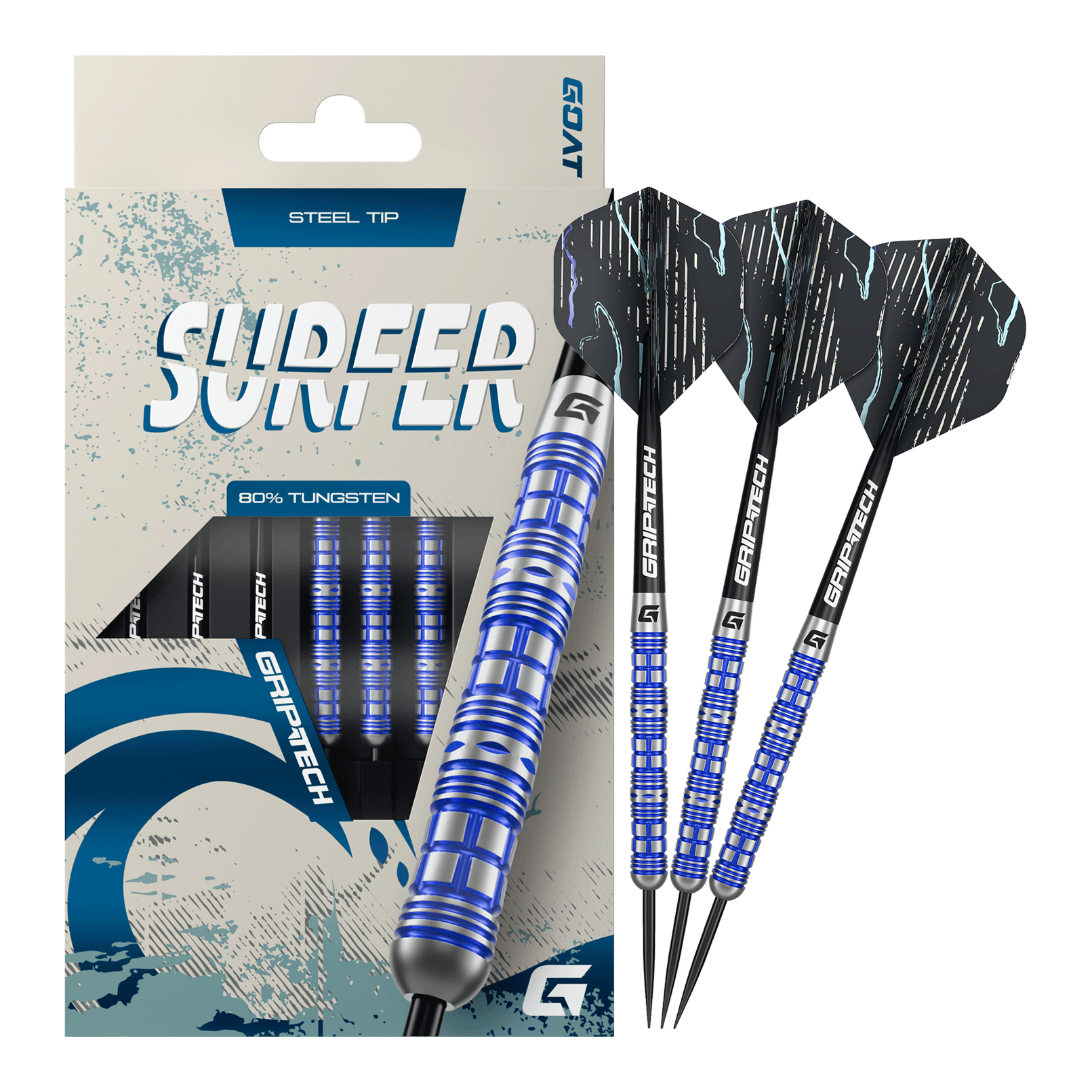 Dardos de acero GOAT Surfer Das Foto präsentiert die GOAT Surfer Steeldarts. Sie sind ideal für Dart-Enthusiasten.