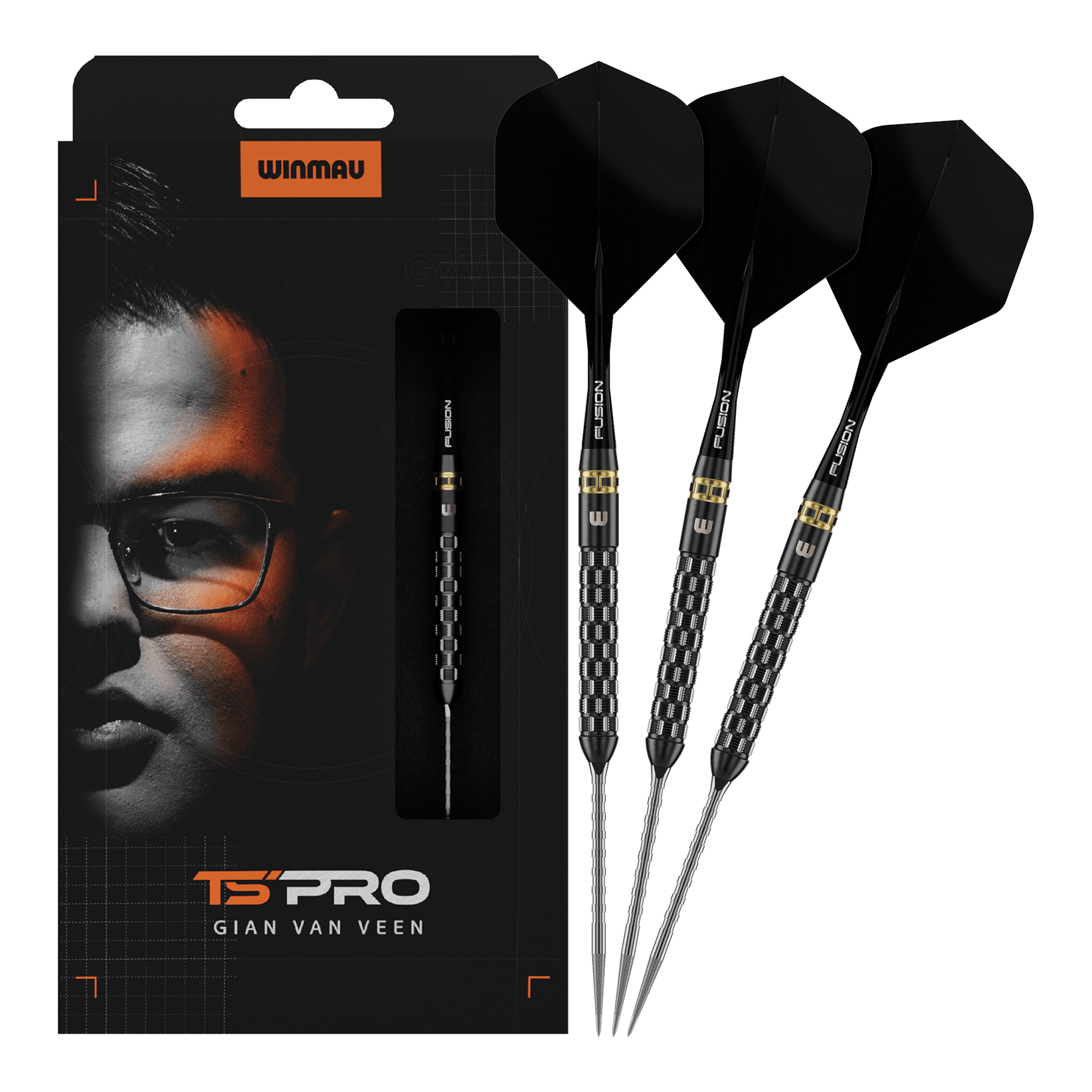Dardos de acero Winmau Gian Van Veen TS-PRO Switch Point Abgebildet sind Winmau Gian Van Veen TS-PRO Switch Point Steeldarts in voller Länge. Die Darts stechen durch ihre Form hervor.