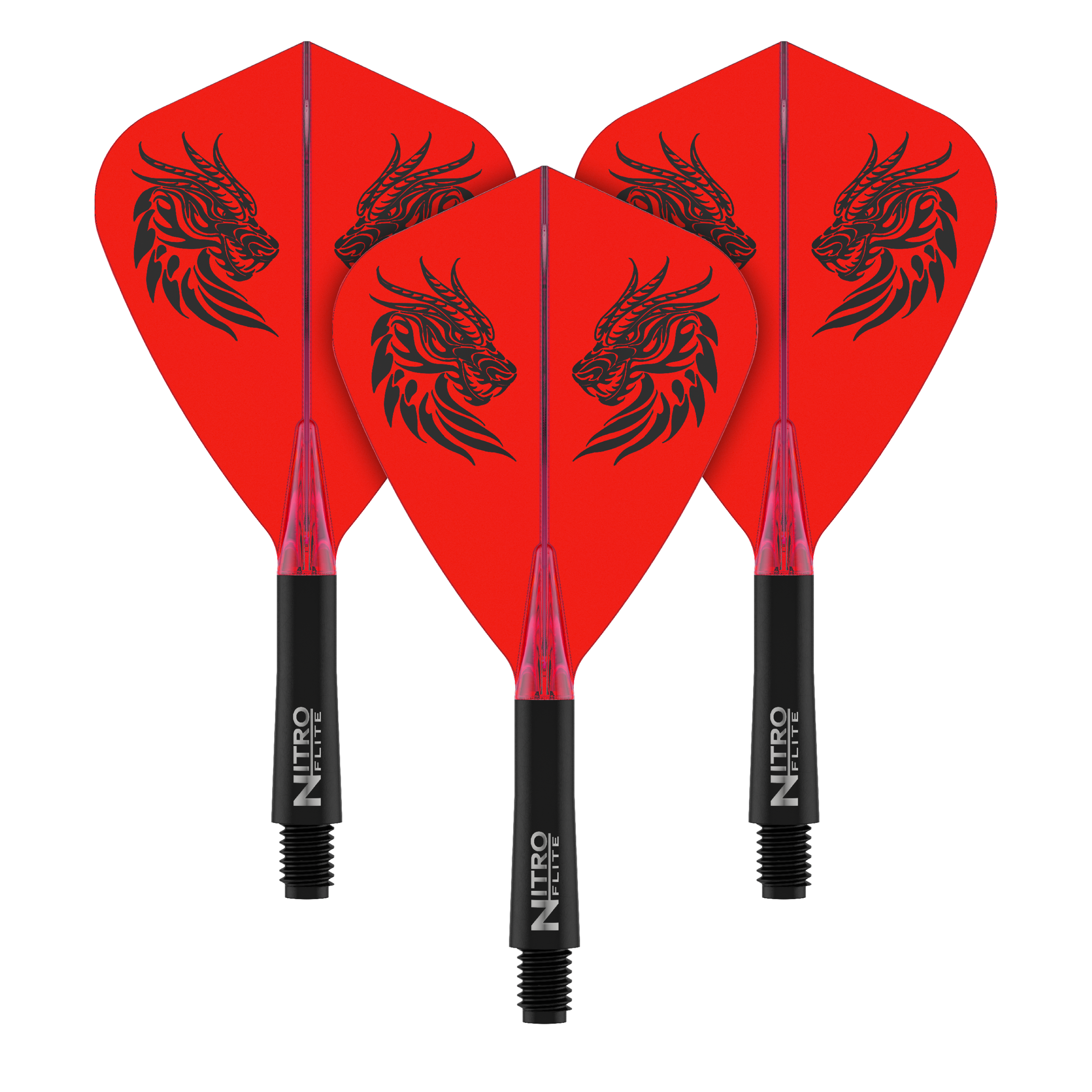 Red Dragon Nitro Flite - Vuelos de cometas de Jonny Clayton Ein Satz Dart-Flights, vermutlich Jonny Clayton Kite Flights Short 22mm, abgebildet. Das Bild zeigt die Flights aus einer anderen Perspektive.