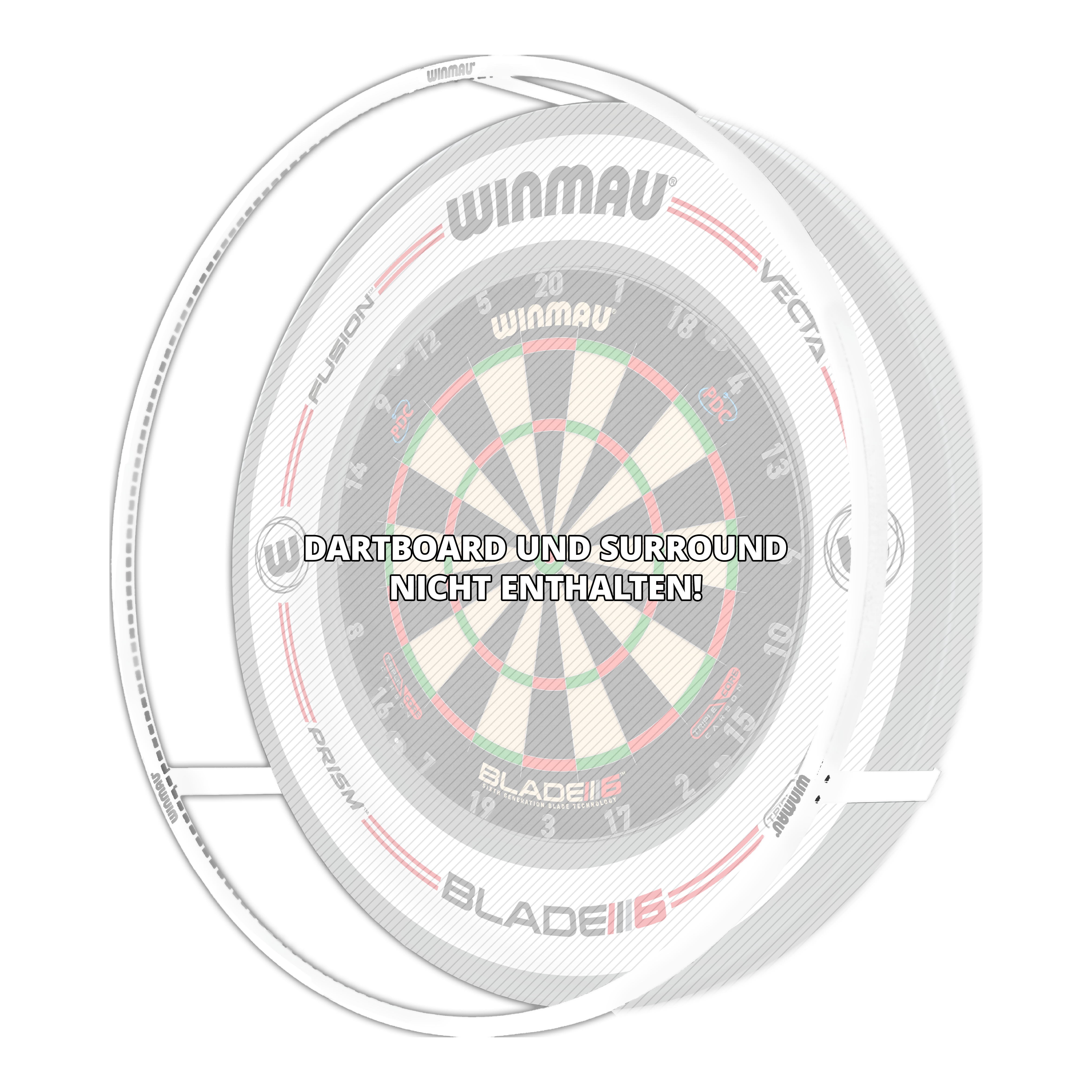 Luz LED para diana Winmau Plasma Ice Auf dem Bild ist das Produkt "Winmau Plasma Ice LED Dartboard Light" zu sehen. In der Mitte steht geschrieben: "Dartboard und Surround nicht enthalten!"