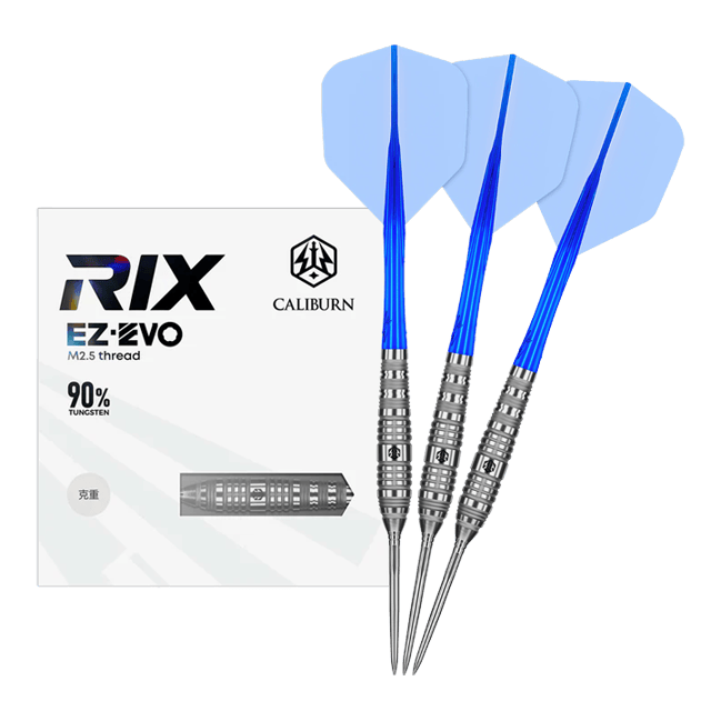 Dardos de acero Caliburn Rix EZ-EVO R3 Dieses Bild zeigt die Caliburn Rix EZ-EVO R3 Steeldarts in voller Ansicht. Das Produkt ist auf Präzision und Balance ausgelegt.
