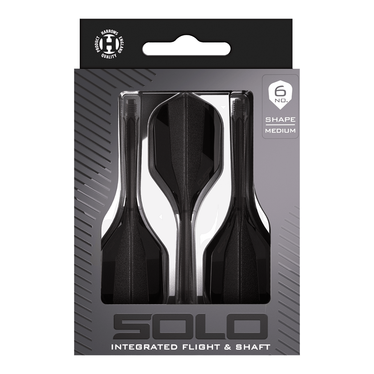 Sistema de eje de vuelo Harrows Solo No6 - Negro Harrows Solo No6 Flight-Shaft-System in Schwarz ist auf dem Bild zu sehen. Dieses Flight-Shaft-System eignet sich besonders für Dartspieler.
