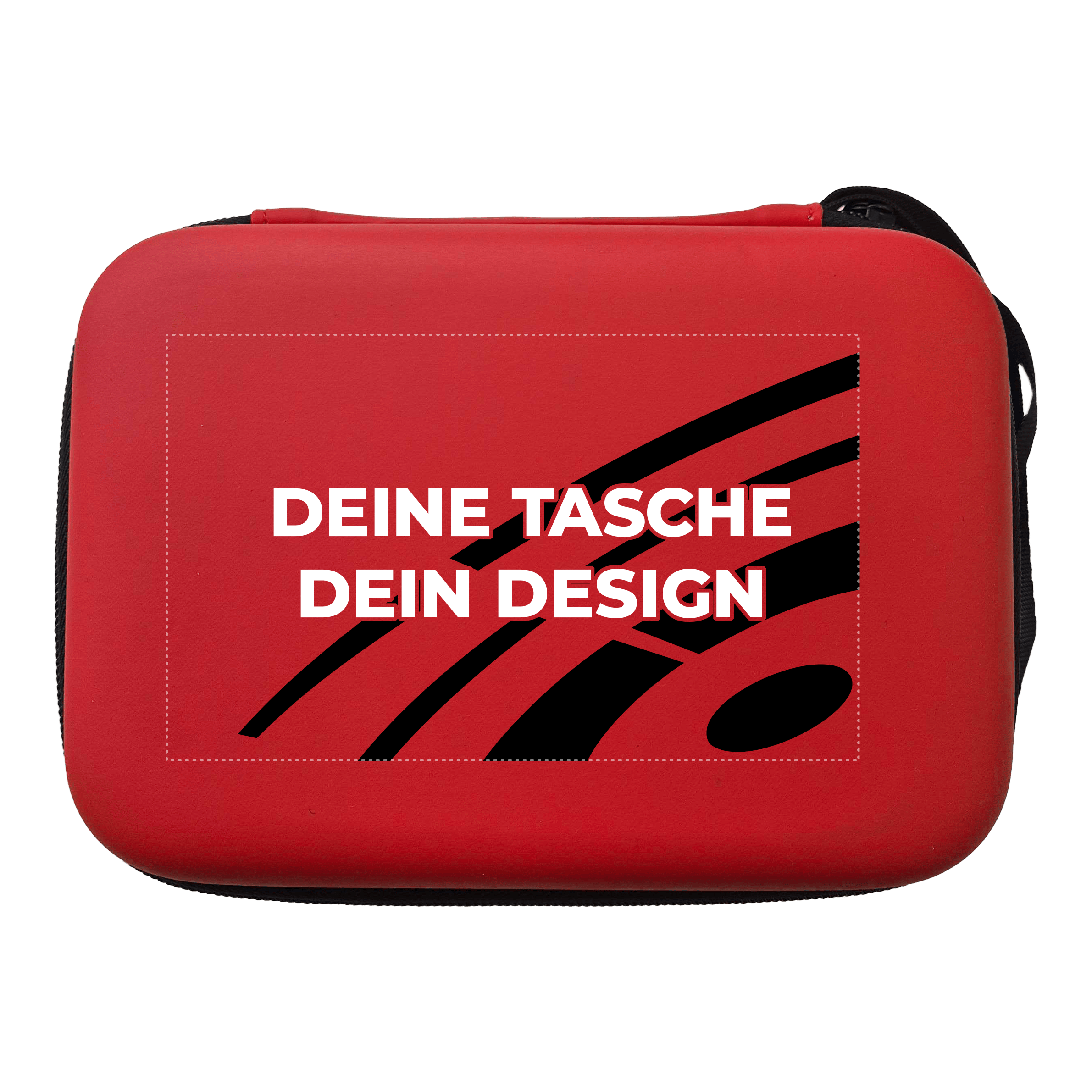 Estuche para dardos System-4 con tu diseño Zu sehen ist ein weiteres rotes Dartcase Modell System 4. Es bietet Platz für Darts und passendes Zubehör.