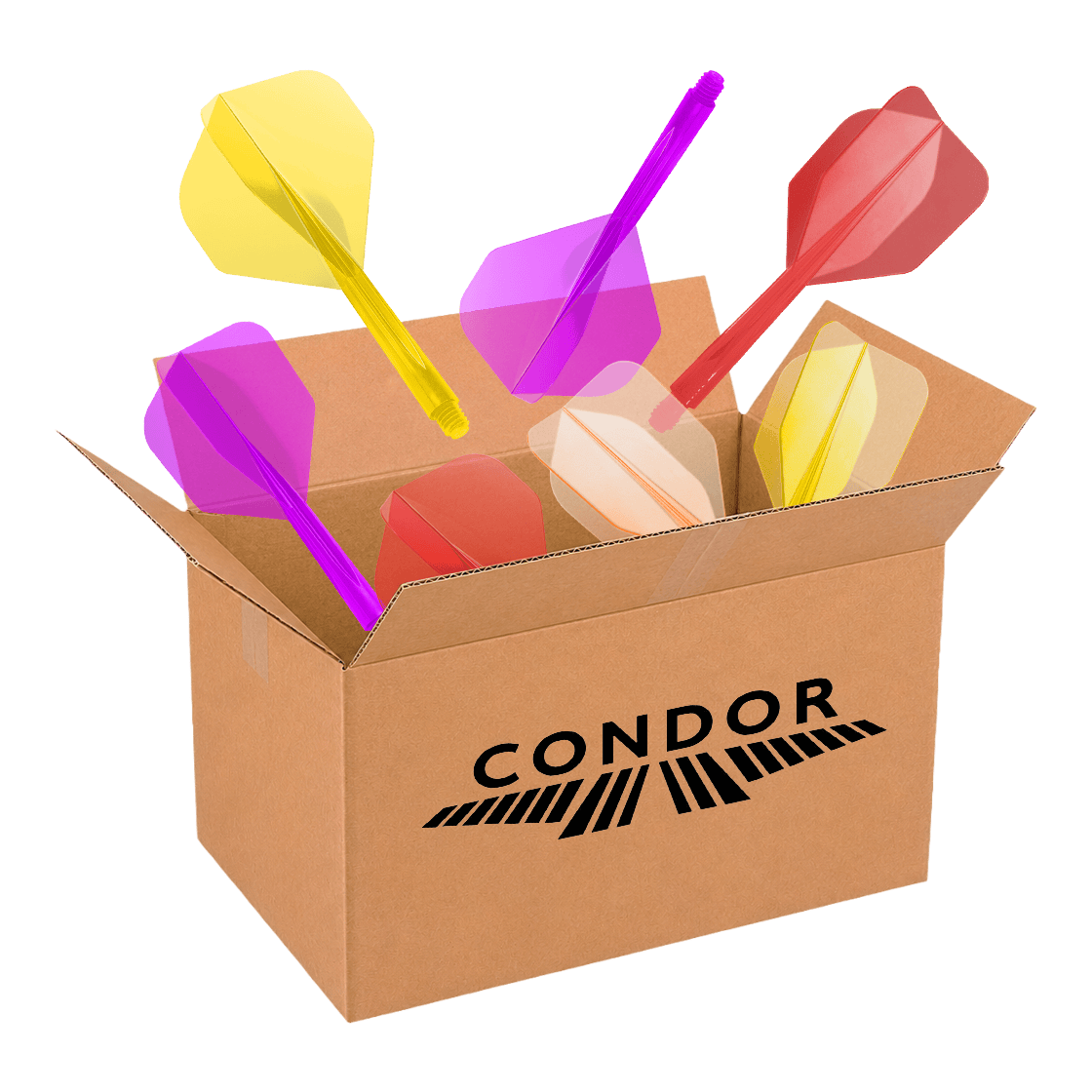 Caja Misteriosa de McDart - Cóndor Auf diesem Bild wird die McDart Mystery-Box - Condor präsentiert. Die Box ist für Dartspieler gedacht und enthält spezielle Artikel der Marke Condor.