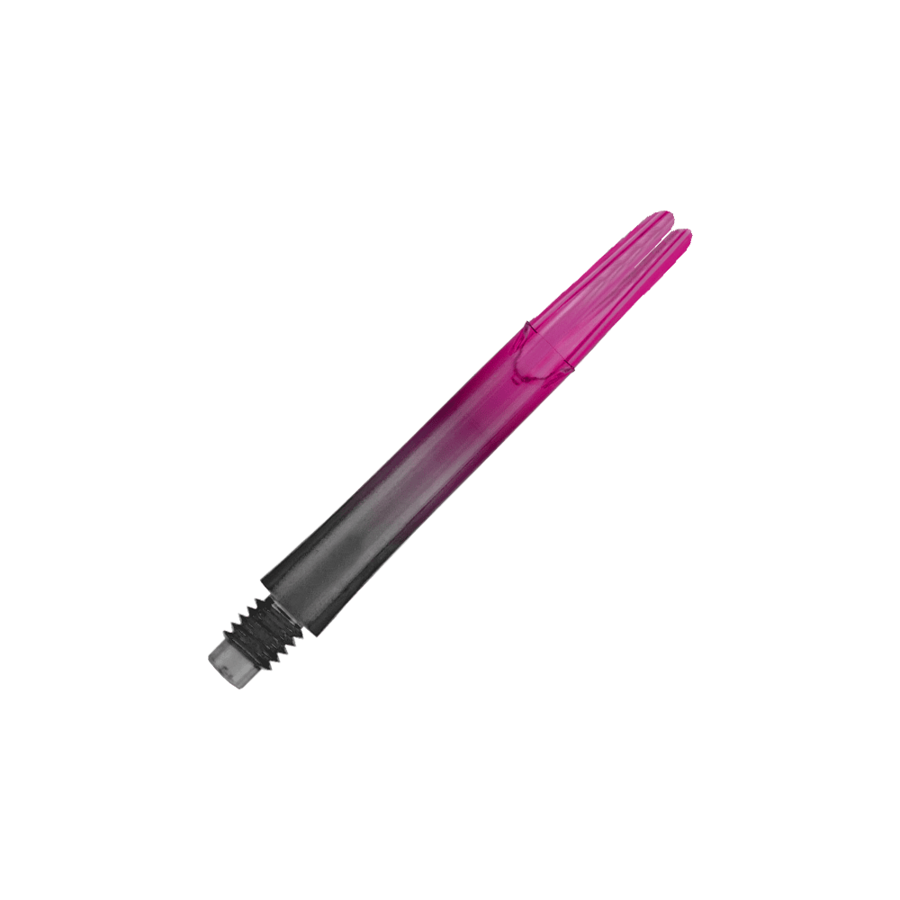 Cañas L-L-Style-Shaft Locked Straight Natural9 TwoTone - Rosa Das Bild zeigt einen zweiteiligen Dart-Schaft in den Farben Schwarz und Pink. Der Schaft hat ein Schraubgewinde auf einer Seite und ist gerade geformt.