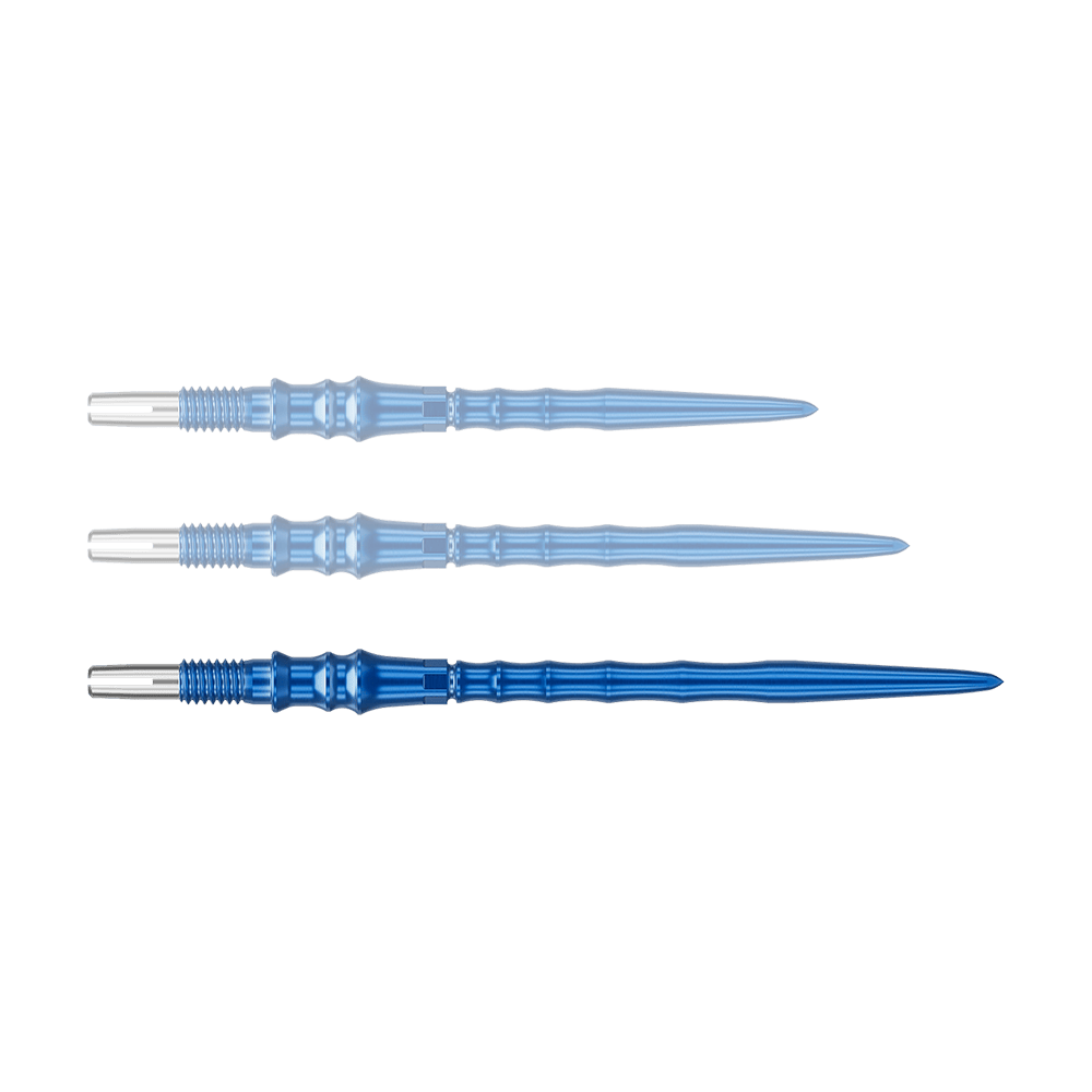 Puntas de dardo Target Japan Premium Swiss Point - Azul Das Bild zeigt eine blaue Dartspitze. Die Spitze ist 40 mm lang.