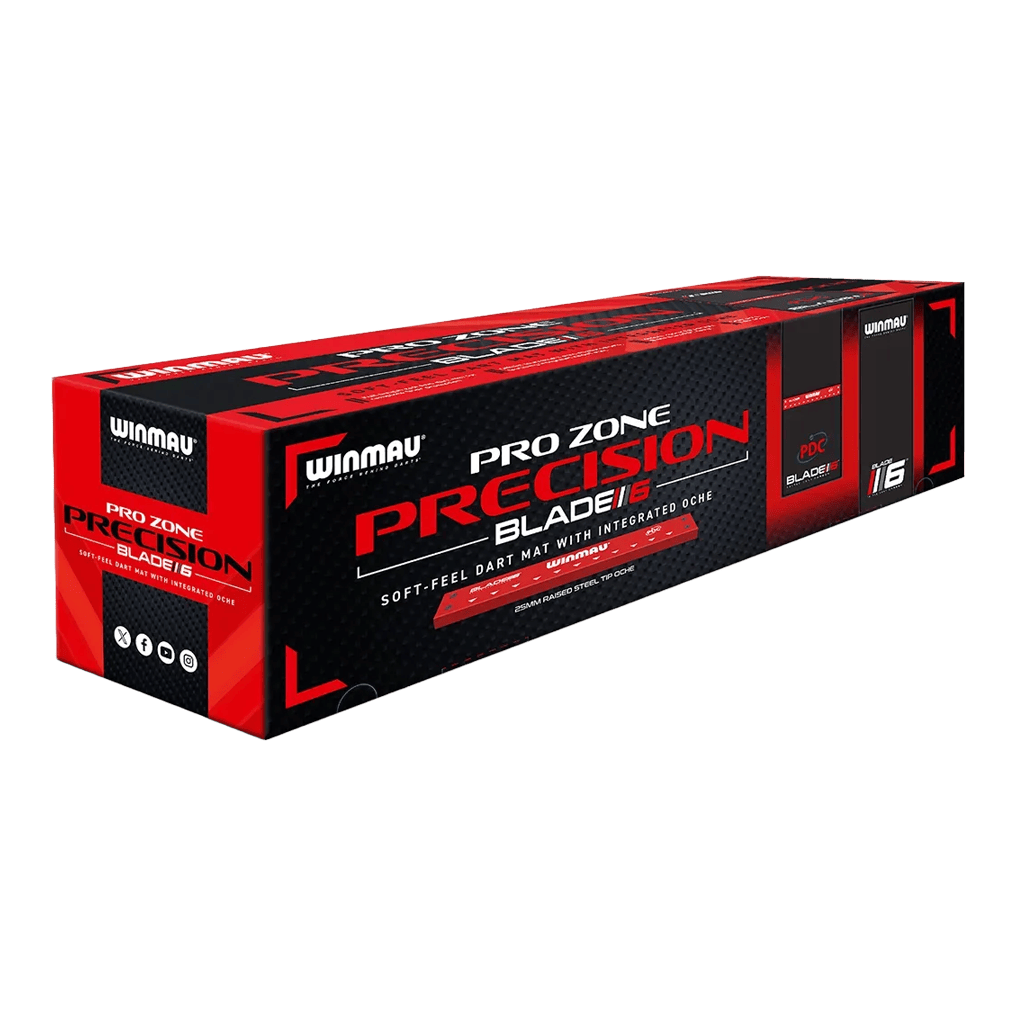 Tapete de dardos suave Winmau Pro Zone Precision Blade 6 Abgebildet ist die Winmau Pro Zone Precision Blade 6 Soft Dartmatte. Die Matte eignet sich ideal für Softdarts und präzises Spielen.