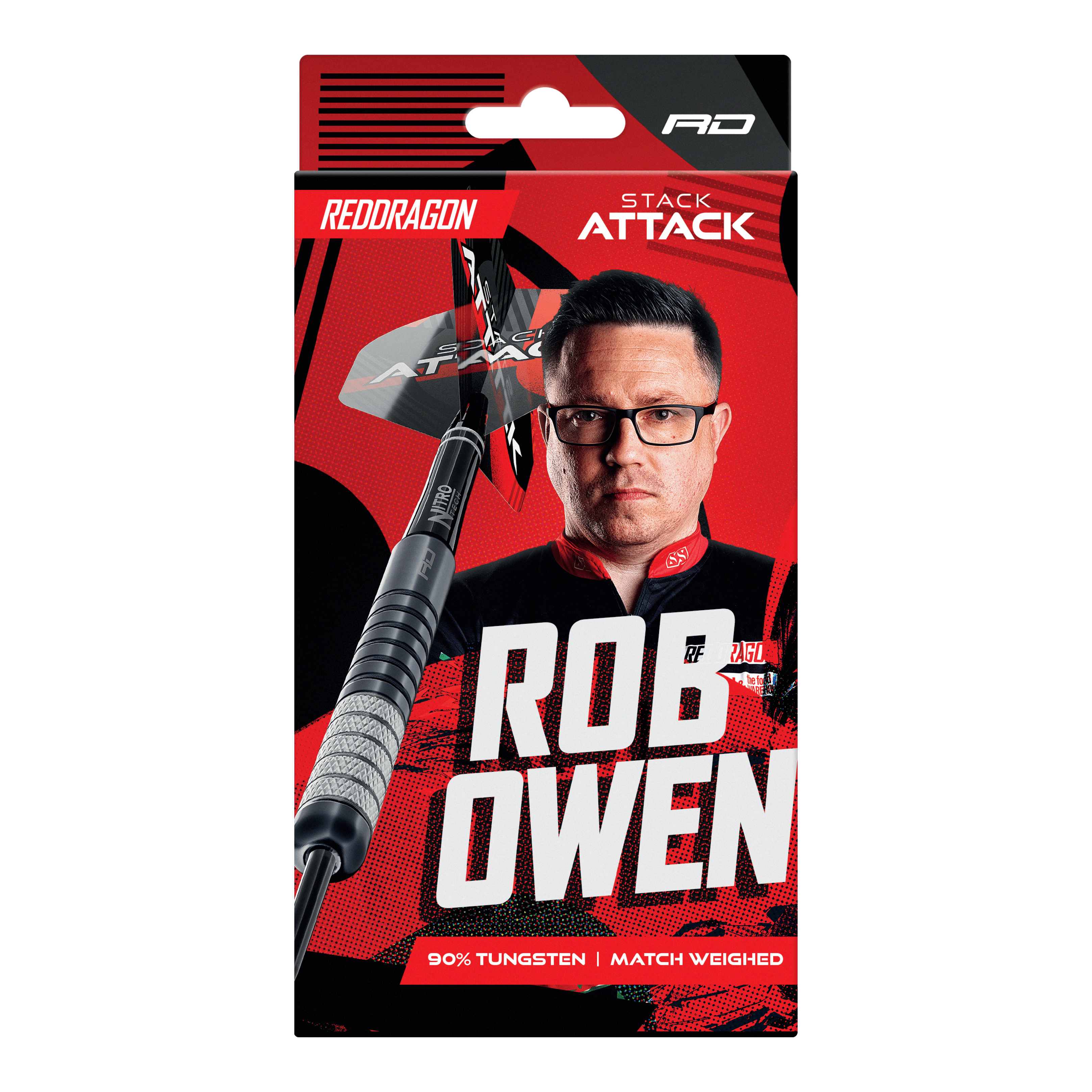 Dardos de acero Red Dragon Rob Owen Stack Attack - 22 g Red Dragon Rob Owen Stack Attack Steeldarts - 22g ist ein Dartpfeil-Set mit einem Gewicht von 22 Gramm. Das Produkt ist ideal für Dartspieler aller Erfahrungsstufen.