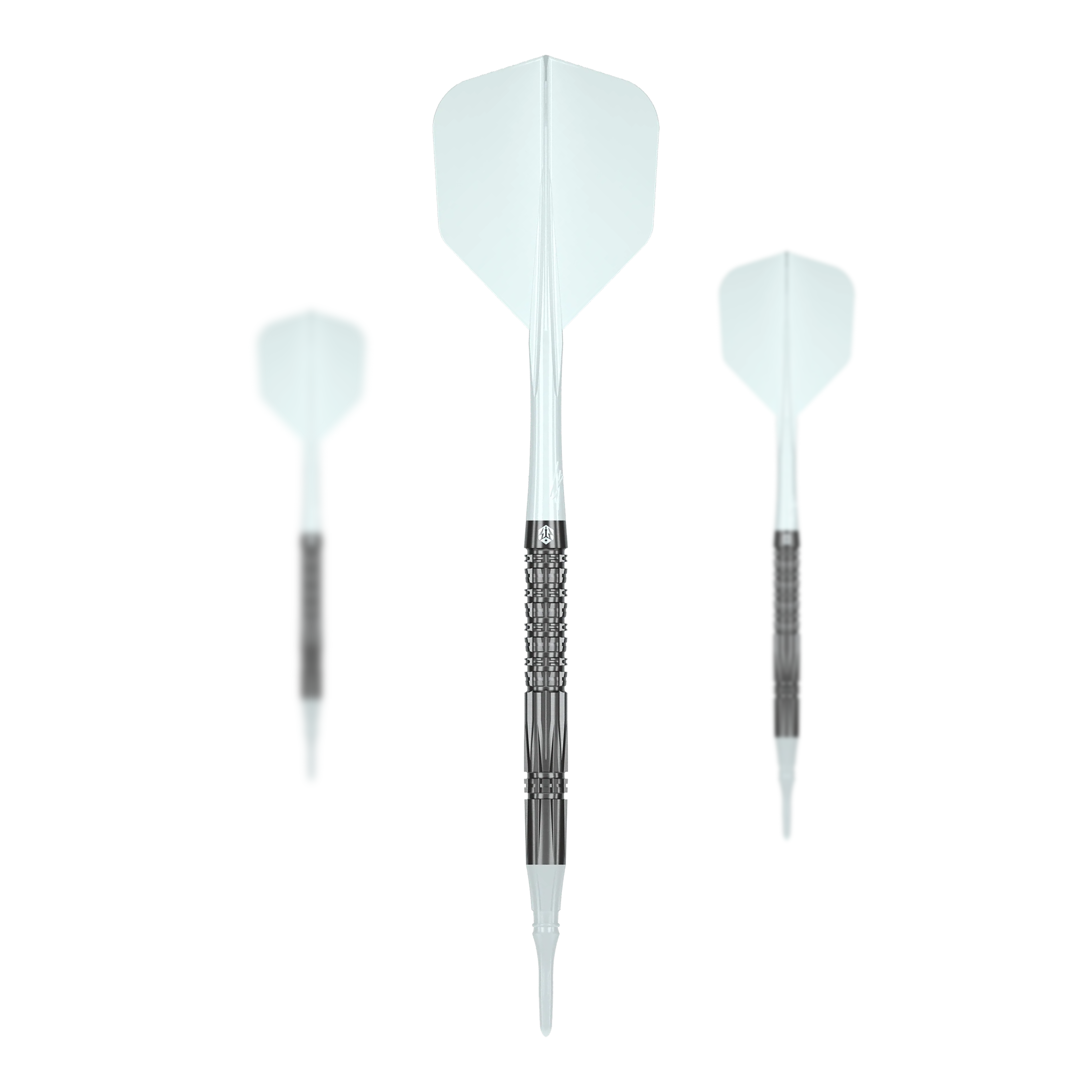 Dardos blandos Caliburn Prisma P2 - 20 g Das Bild zeigt die Caliburn Prisma P2 Softdarts - 20g. Zu sehen ist ein Set von modernen Softdarts.