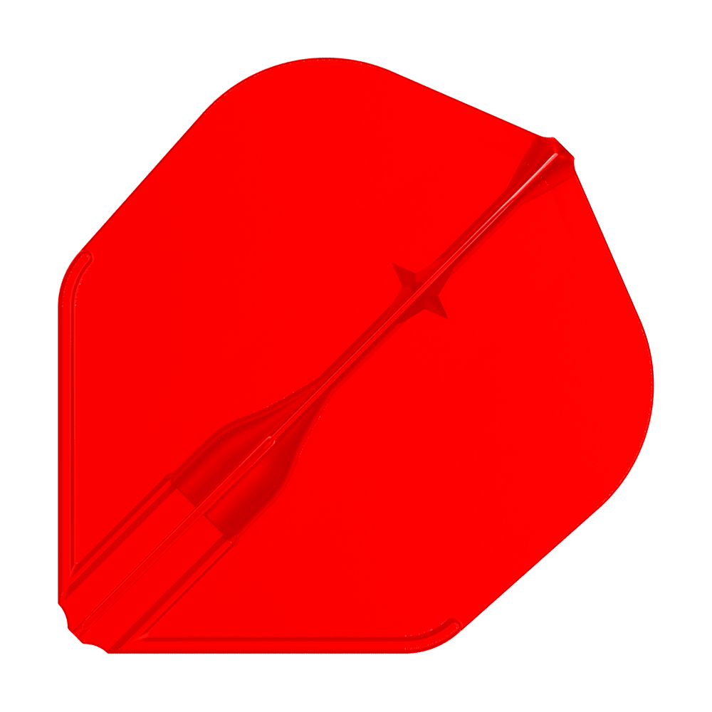 Vuelos L-L-Style3EZ Das Bild zeigt eine rote Dartflügel. Die Oberfläche ist glatt und hat eine symmetrische Form.