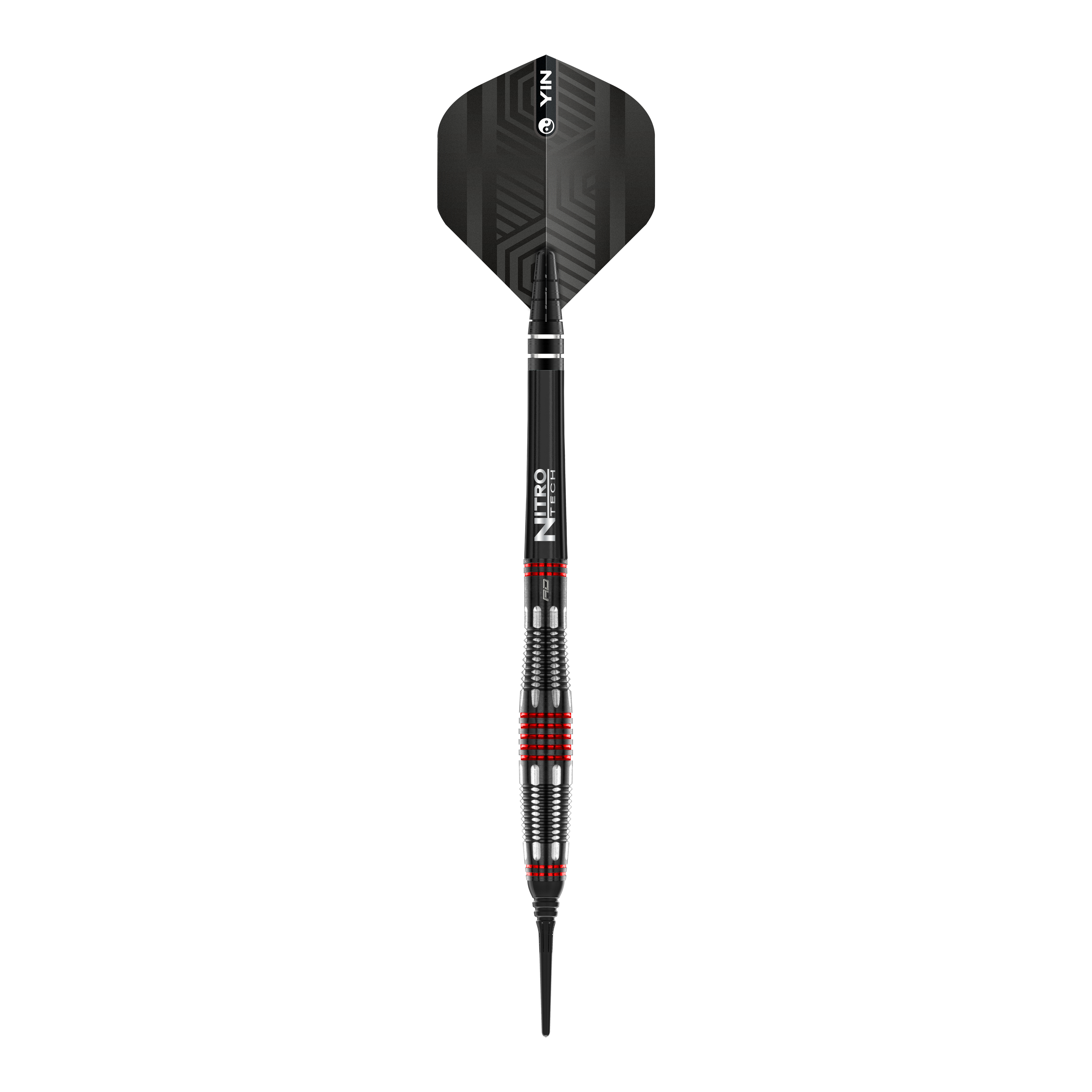 Dardos blandos Red Dragon Marlin Venom - 22 g Das Bild zeigt einen Red Dragon Marlin Venom Softdart mit einem Gewicht von 22g. Der Dart hat ein modernes Design mit schwarzen und roten Akzenten.