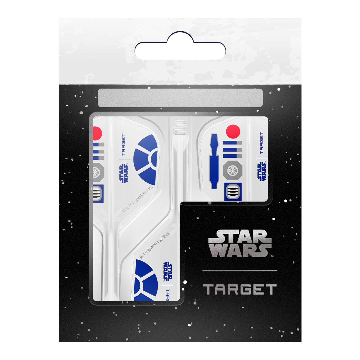 Vuelos Target Star Wars K-Flex R2D2 No6 Target Star Wars K-Flex R2D2 No6 Flights Dartflights sind auf dem Bild zu sehen. Die Flights zeigen ein Design im Star Wars-Stil mit R2D2-Motiv.