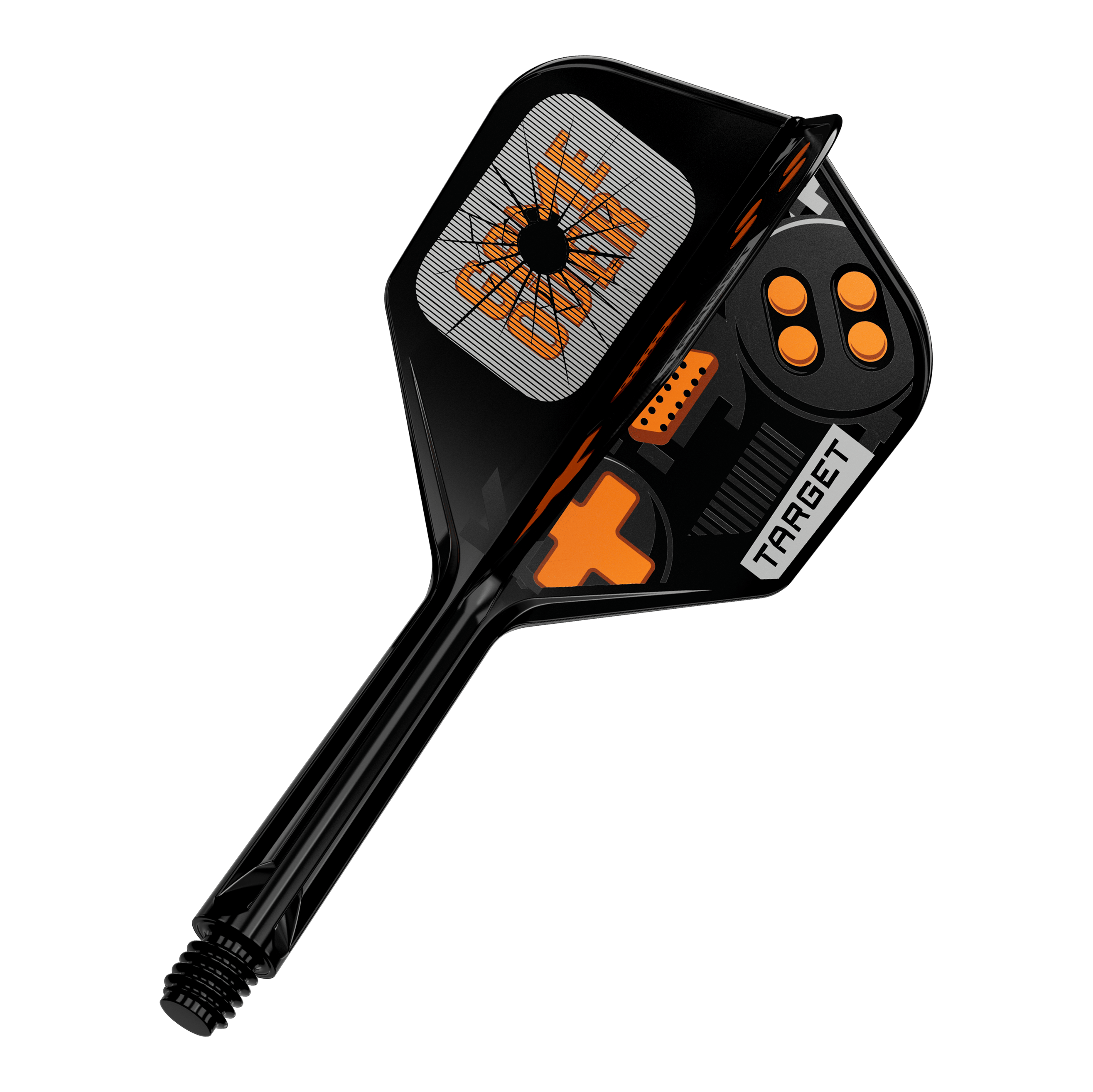 Target K-Flex Juego Terminado No6 Vuelos Das Bild zeigt einen einzelnen Dart Flight. Es handelt sich um das Modell 410577 Target K-Flex GameOver No6 Flights 26mm.