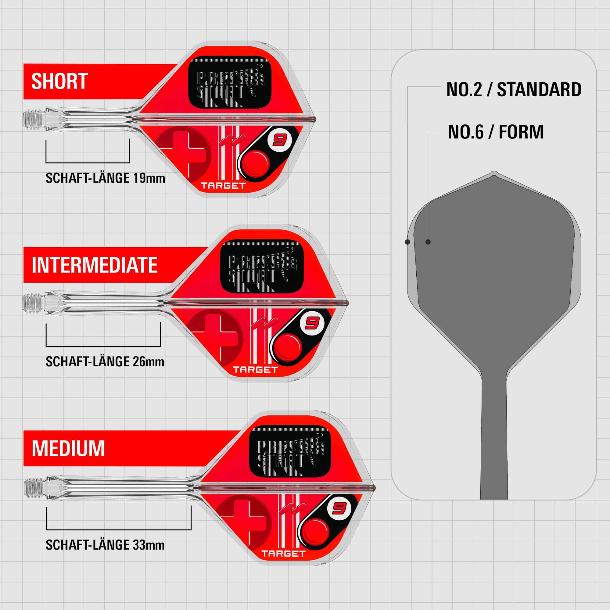 Target K-Flex Press Start No2 Vuelos estándar Das Bild zeigt Target K-Flex Press Start No2 Standard Flights. Die Flights sind für Dartpfeile gedacht.