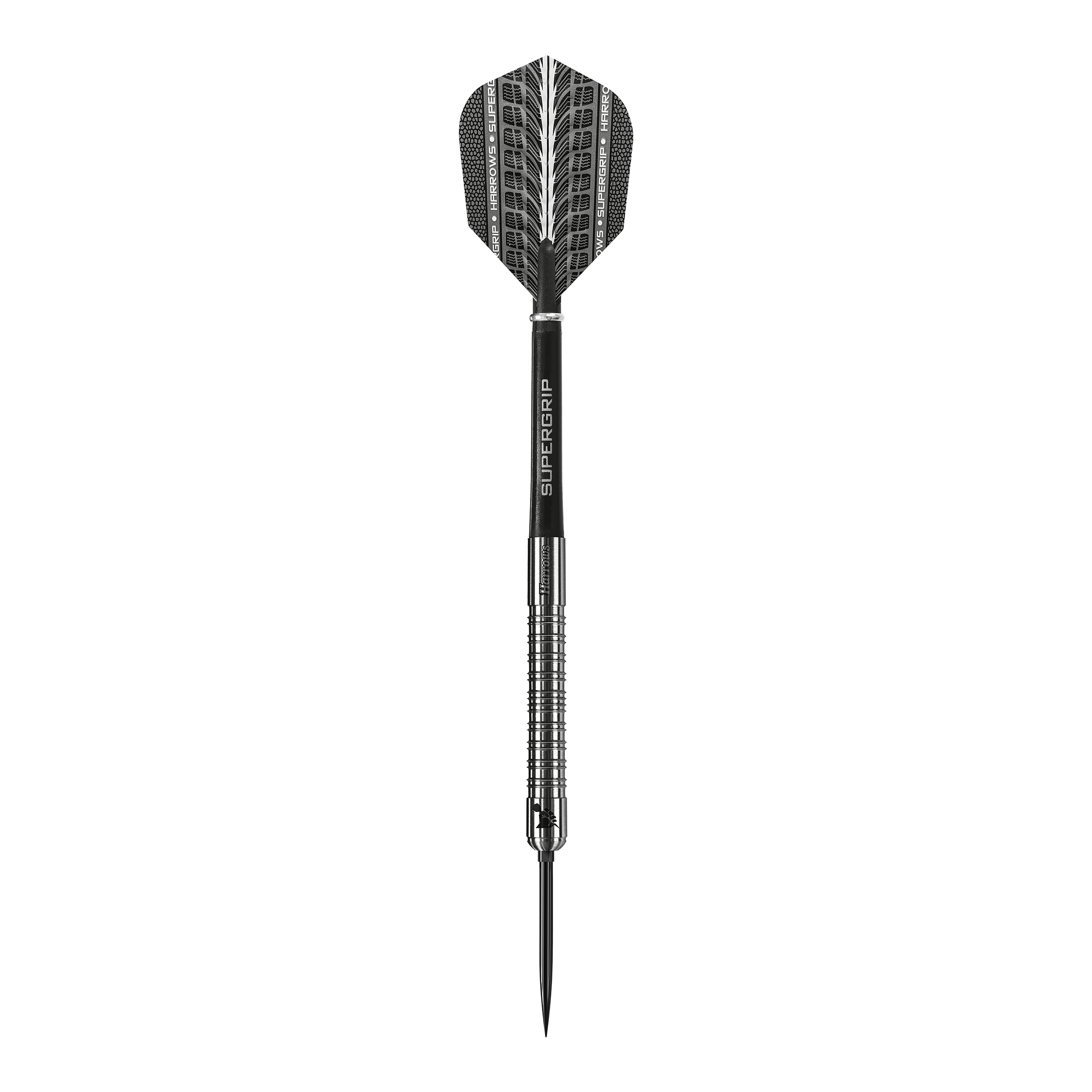 Dardos de acero Harrows Supergrip 90 Quick Point Das Foto zeigt den Harrows Supergrip 90 Quick Point Steeldarts. Der Dart wird seitlich präsentiert.