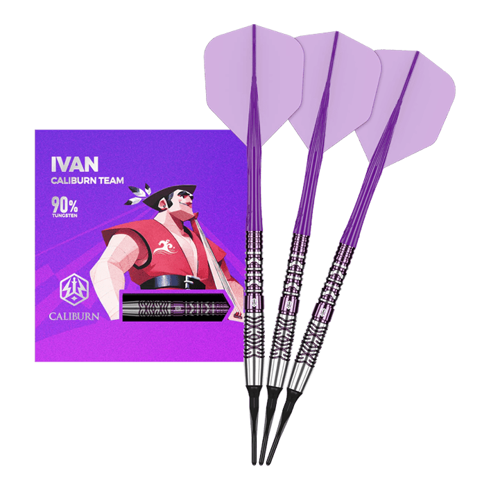 Dardos blandos Caliburn Awakening Ivan - 20 g Zu sehen sind die Caliburn Awakening Ivan Softdarts mit 20g Gewicht. Dieses Produkt eignet sich für das elektronische Dartspiel.