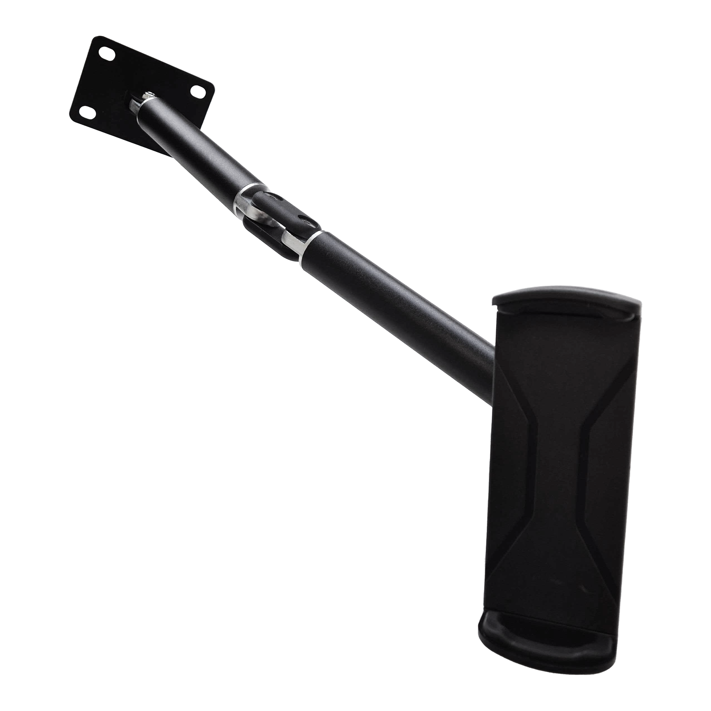 Soporte de pared para tableta McDart TABFlex con brazo flexible Die Abbildung zeigt die McDart TABFlex Tablet-Wandhalterung mit flexiblem Arm. Diese Halterung ist schwarz und lässt sich an der Wand befestigen, um ein Tablet sicher zu halten.