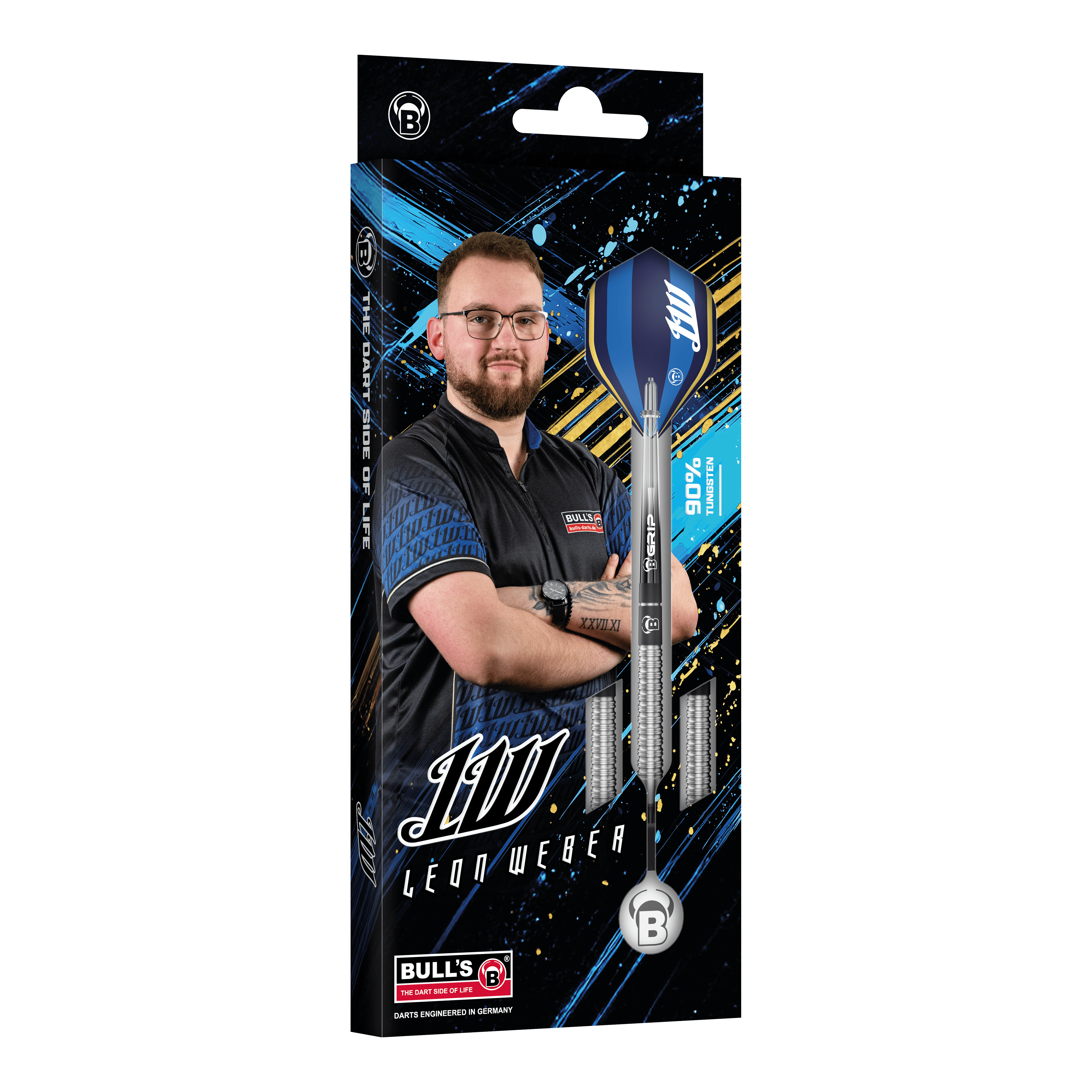 Dardos blandos Bulls Leon Weber - 22 g Das Bild zeigt Bulls Leon Weber Softdarts mit 22 Gramm Gewicht. Die Darts sind speziell für Softdart-Spiele entwickelt.