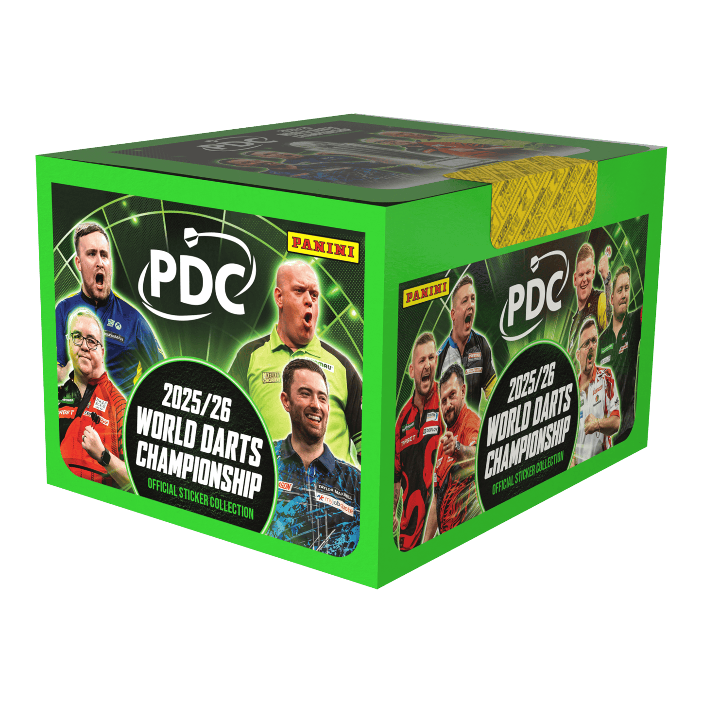 Panini PDC Campeonato Mundial de Dardos 2025/26 - Caja de cromos con 65 paquetes Dies ist die Panini PDC World Darts Championship 2025/26 Stickerbox mit 65 Tüten. Die Box ist für das Sammeln von Stickern zur Darts-Weltmeisterschaft geeignet.