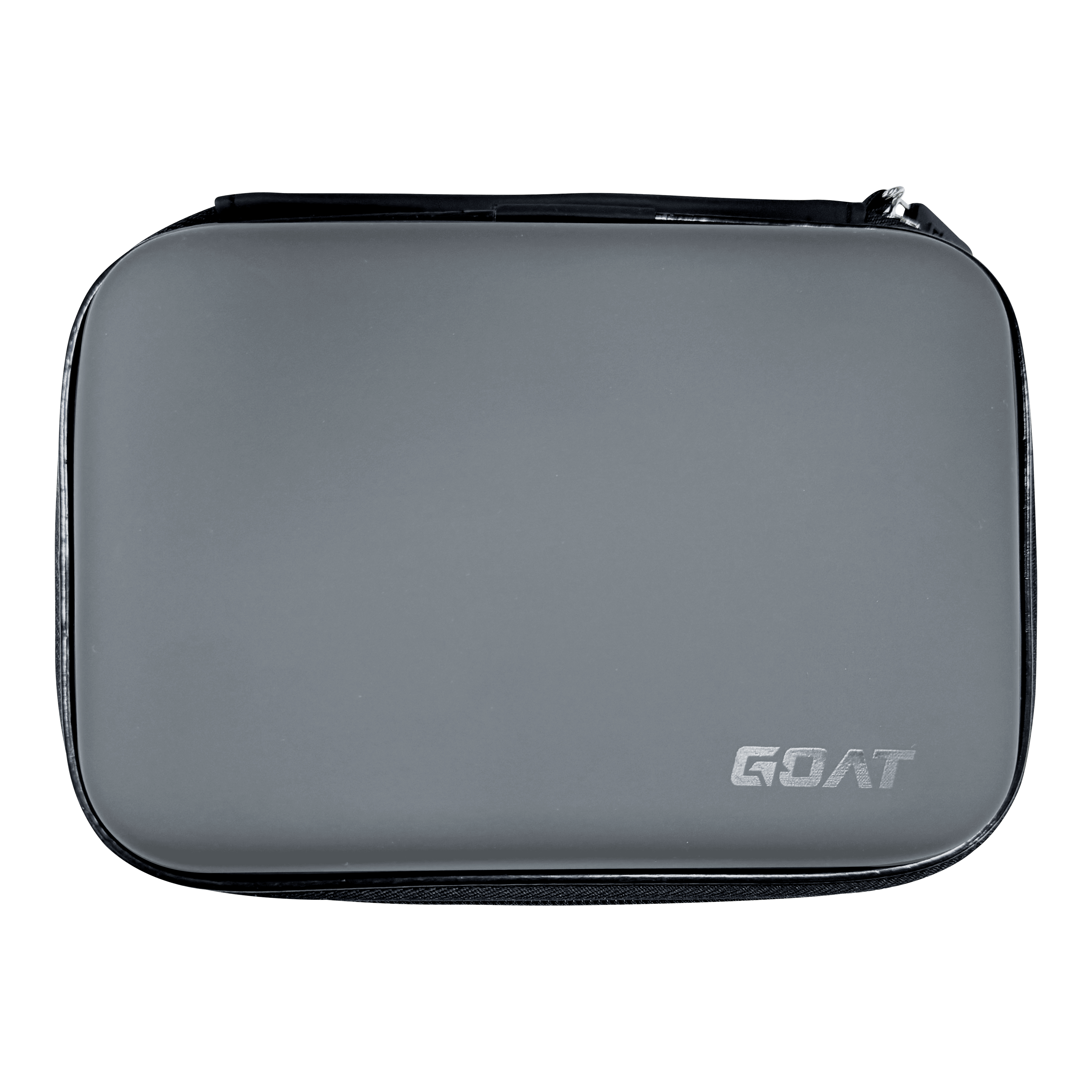 Cartera de dardos GOAT Locker XL Auf dem Bild ist eine graue, rechteckige Tasche mit abgerundeten Ecken zu sehen. In der rechten unteren Ecke steht das Wort "GOAT".