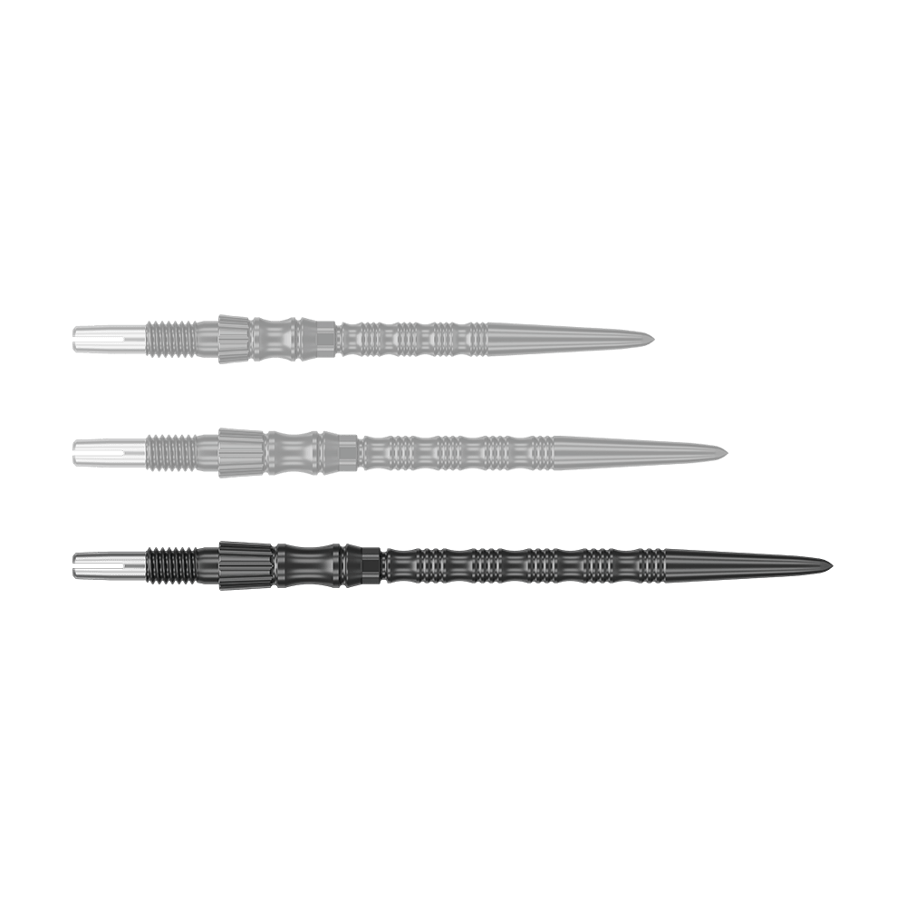 Puntas de dardo Target Signature Swiss Point TRB de acero - Negras Ein schwarzer Dartspitzenaufsatz ist abgebildet. Die Dartspitze ist 42 mm lang und gehört zur SwissPoint Signature TRB Serie.