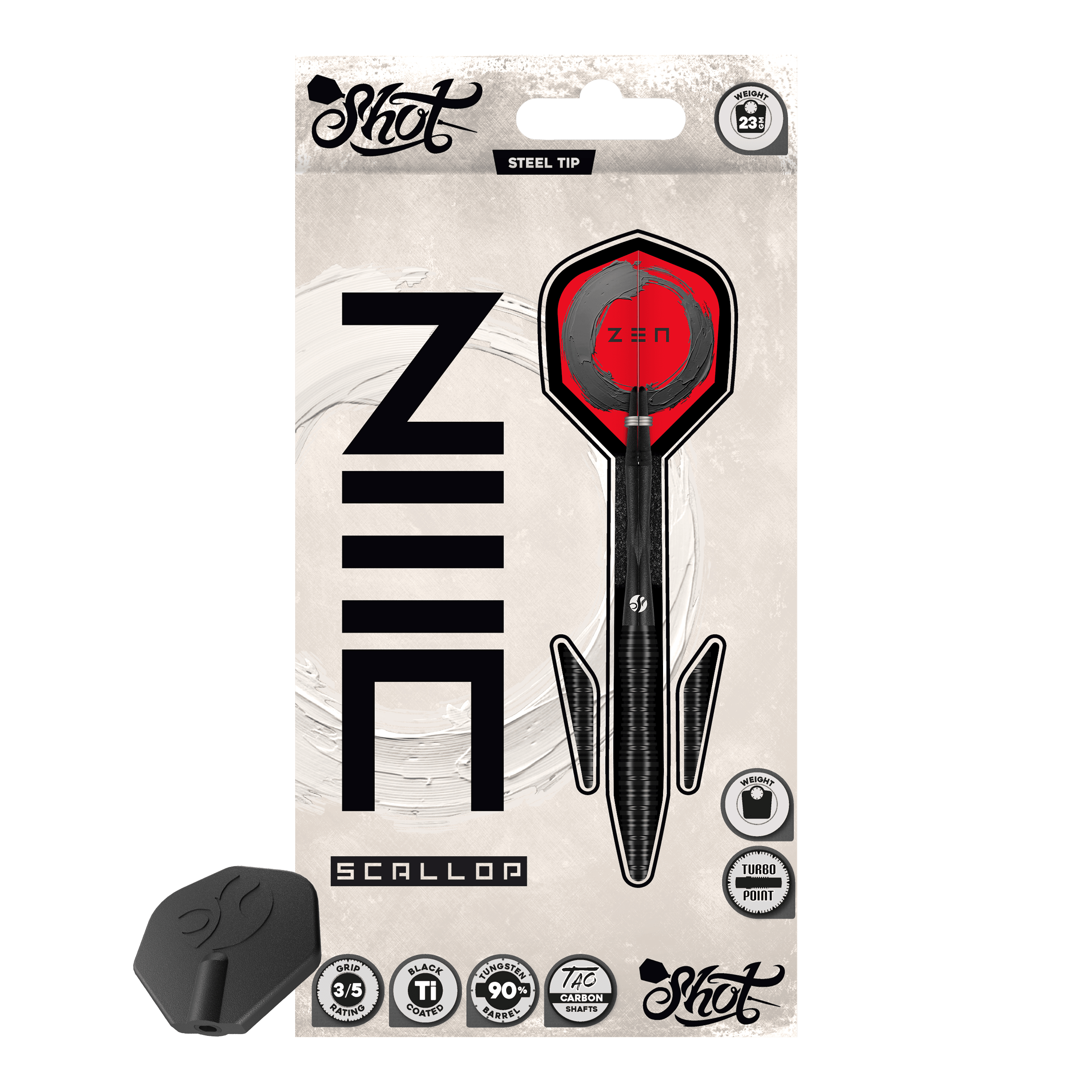 Dardos de acero Shot ZEN Scallop Turbo Point - 23 g