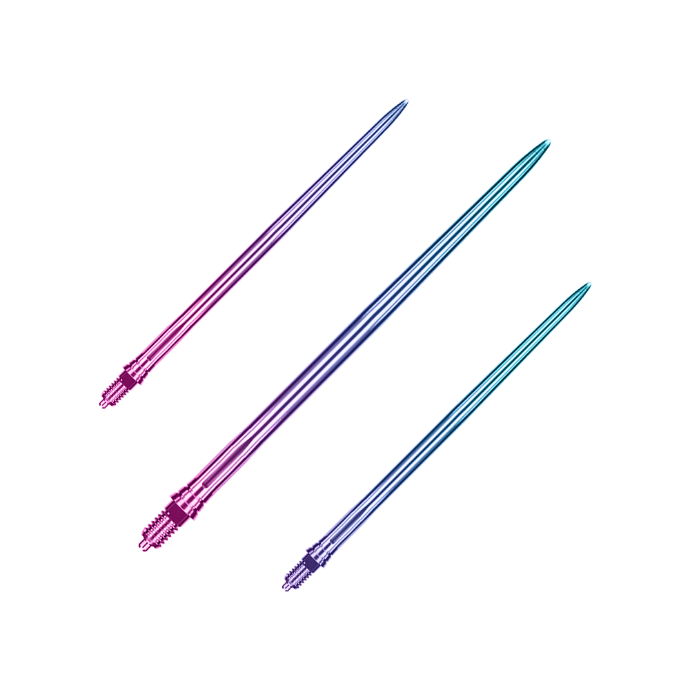 Puntas de dardo Caliburn EZ-EVO - Suaves - Arcoíris Abgebildet ist ein Set von glatten, regenbogenfarbenen Dartspitzen mit einer Länge von 50 mm. Das Set eignet sich für verschiedene Dartspiele.