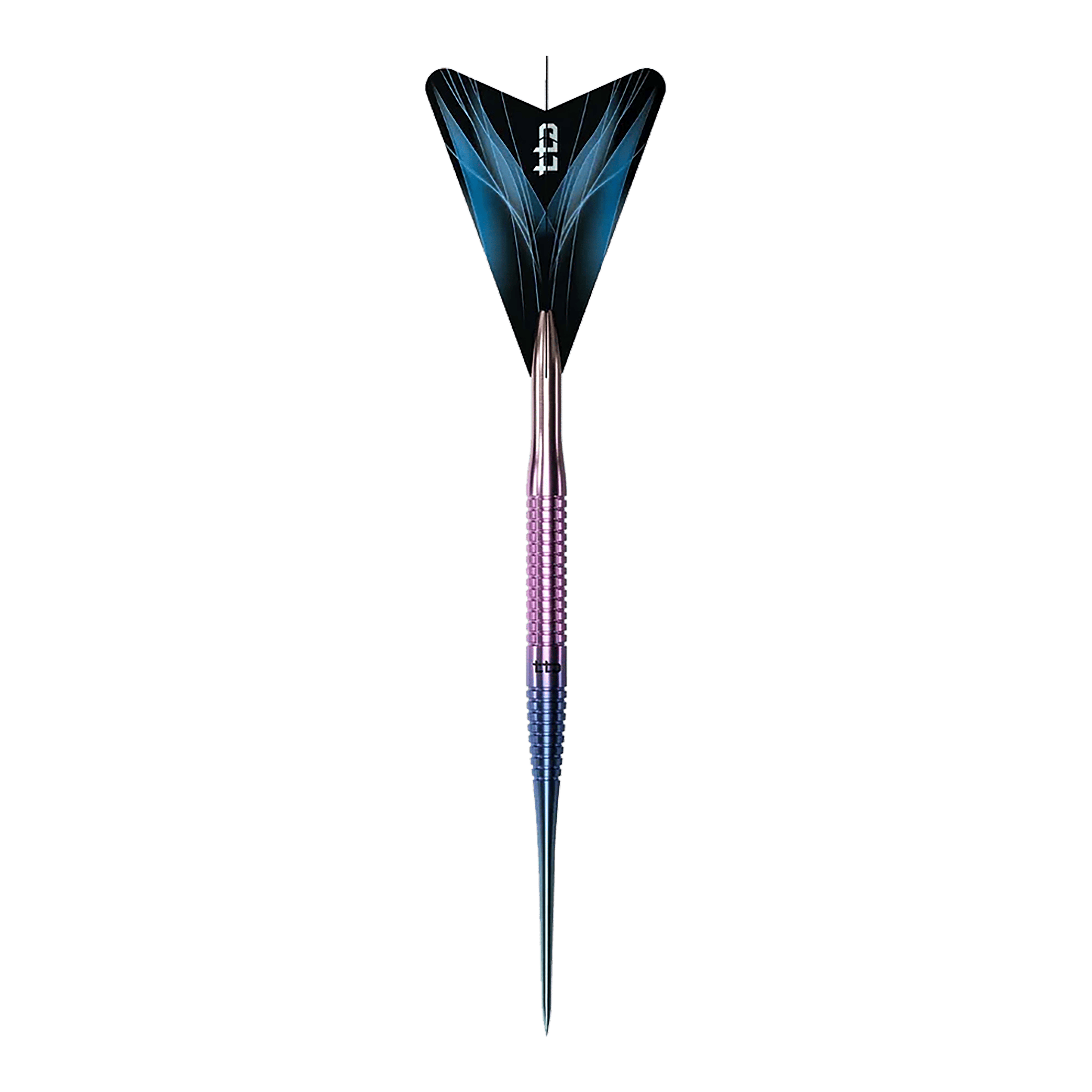 Dardos de acero arcoíris de titanio T3 Caliburn TTD Complete - 7 g Caliburn TTD Complete Titanium T3 Rainbow Steeldarts - 7g. Abgebildet ist ein bunter Steeldartpfeil aus Titan, der speziell für Dartspieler entwickelt wurde.