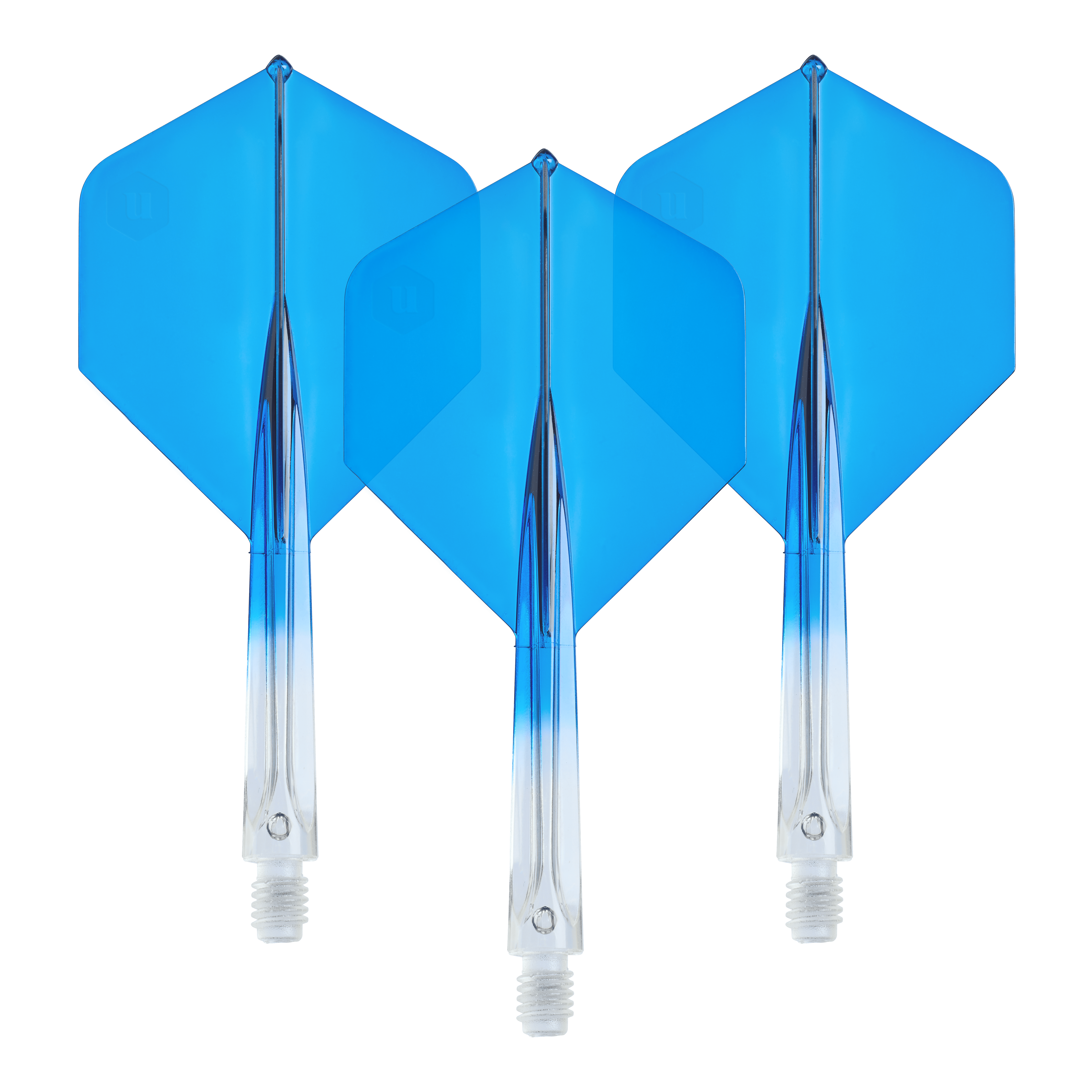 Plumas estándar Unicorn Forge Two Tone No2 - Azul claro Unicorn Forge Two Tone No2 Standard Flights in Klar Blau, Medium, als Set dargestellt. Sie eignen sich zum Auswechseln für Dartpfeile.