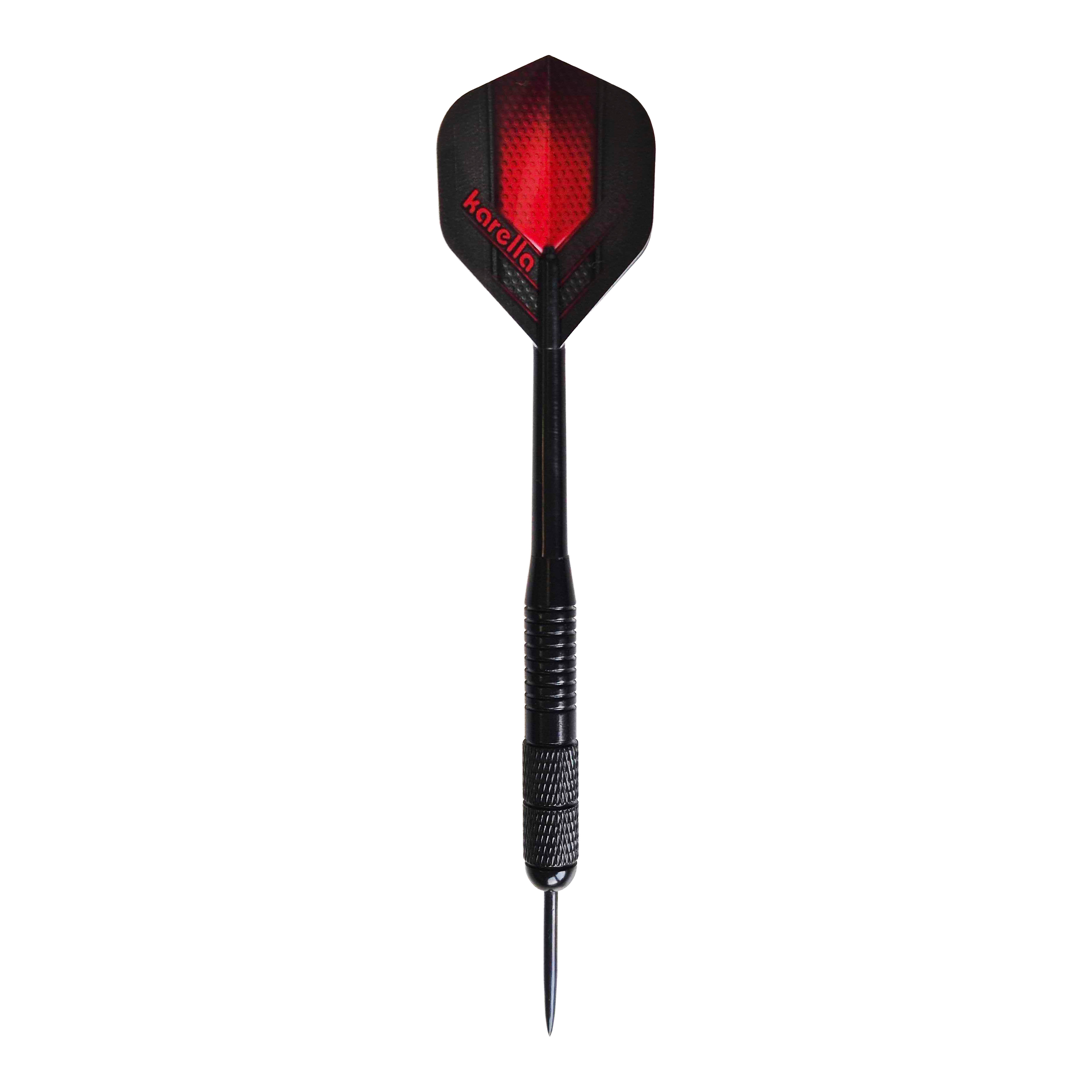 Dardos Karella de latón negro - 21 g Zu sehen sind die Karella Black Brass Steeldarts mit 21g. Das Produkt besteht aus Messing und ist in Schwarz gehalten.