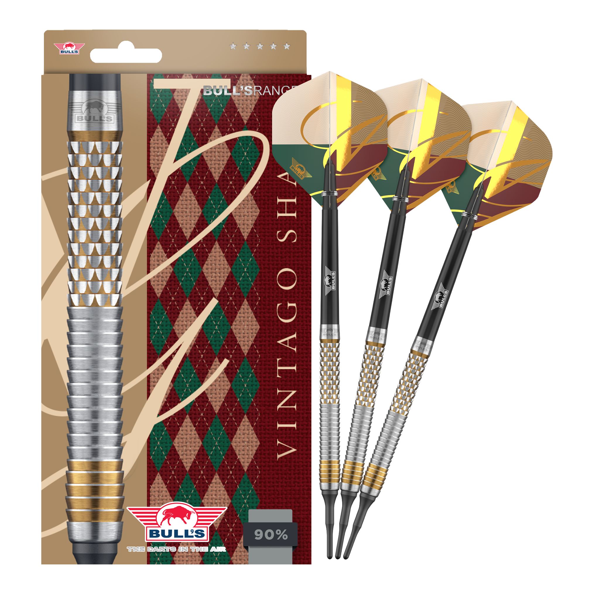 Dies ist ein Bild von Bulls NL Vintago Shark Softdarts - 18g. Zu sehen sind hochwertige Softdarts für den Dartsport.