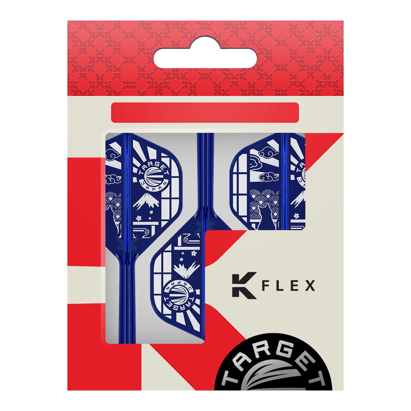 Vuelos estándar Target Japan K-Flex Blue Limited No2 Hier sind die Target Japan K-Flex Blue Limited No2 Standard Flights abgebildet. Die Flights haben eine typische Standardform und sind blau.