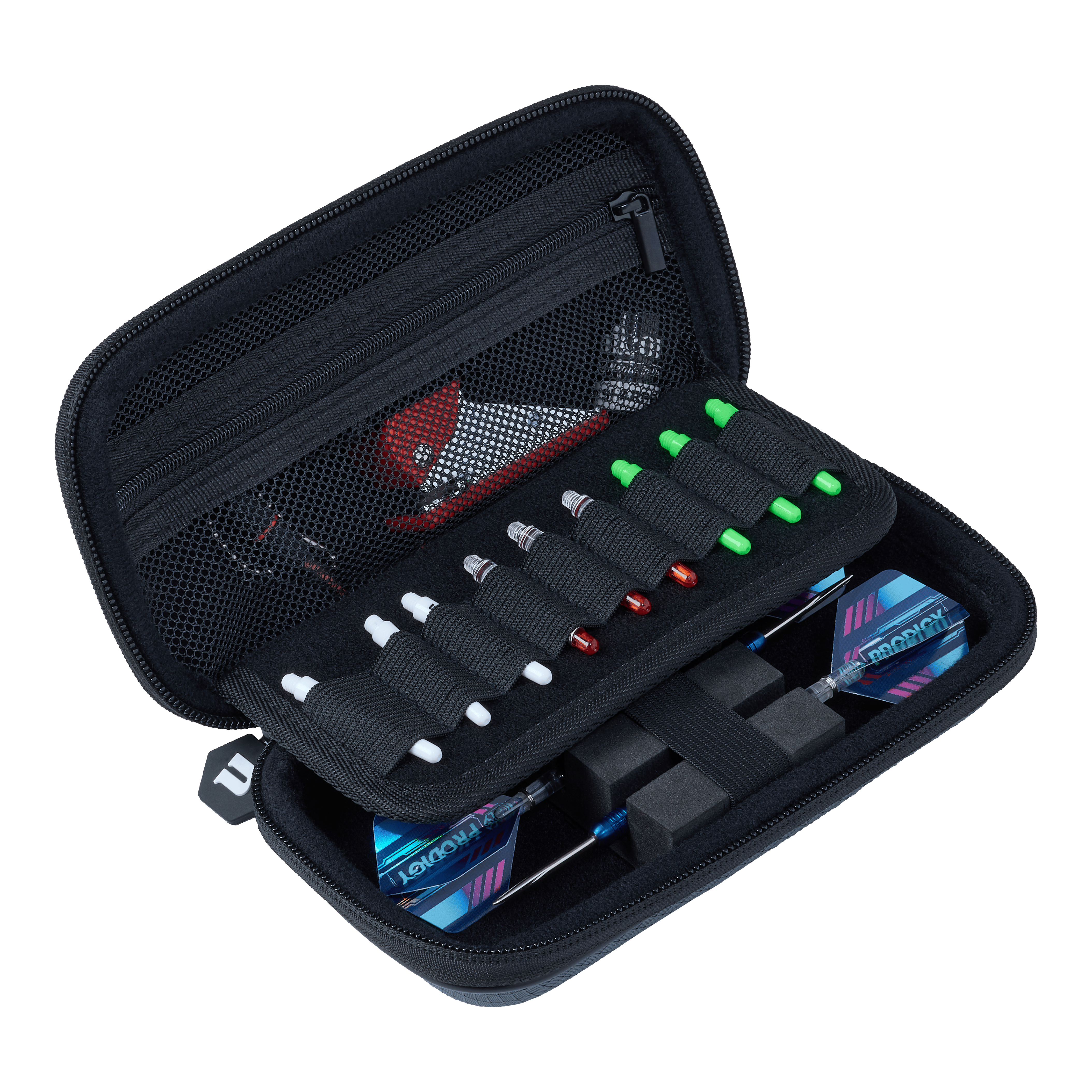 Hier sieht man das Unicorn Vanguard Small Dartcase in der Farbe Grau. Das Etui ist ideal, um Darts und Zubehör zu verstauen.