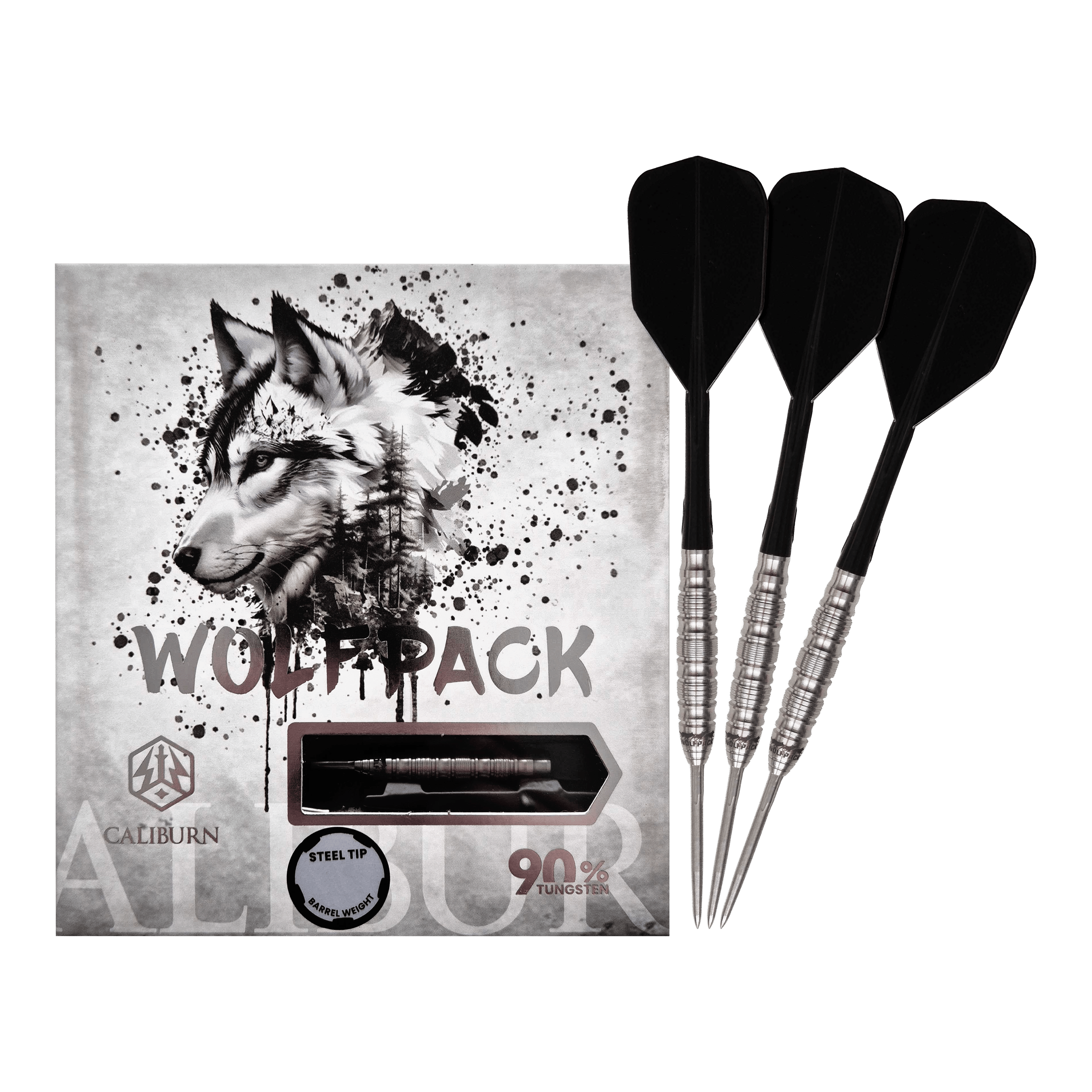Dardos de acero Caliburn Wolfpack W5 - 22 g Dieses Bild zeigt die Caliburn Wolfpack W5 Steeldarts - 22g. Die Steeldarts sind für das klassische Dartspiel geeignet.