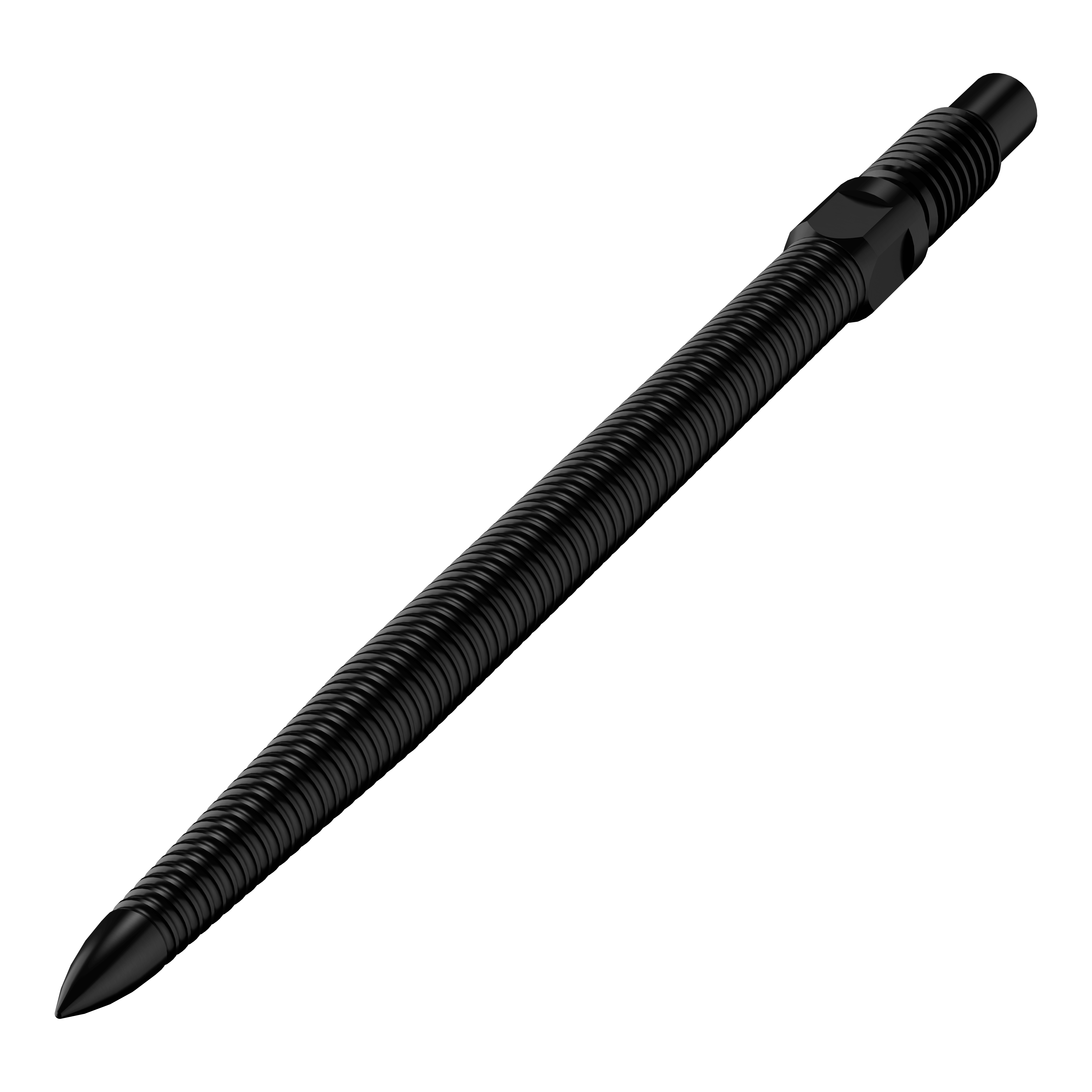 Puntas de dardo convertibles Bulls NL - Micro Grip - Negras Das Bild zeigt eine einzelne schwarze Dartspitze mit feiner MicroGrip-Struktur. Diese trägt den Namen BU57704_BullsNL_Convertible_Points_MicroGrip_Schwarz_32mm_2.