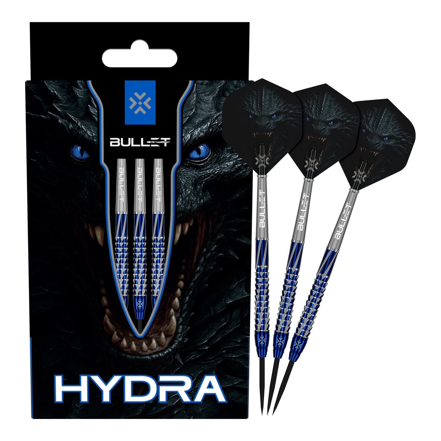 Dardos de acero Bullet Hydra Diese Abbildung präsentiert die Bullet Hydra Steeldarts. Das Produkt ist für ambitionierte Dartspieler geeignet.