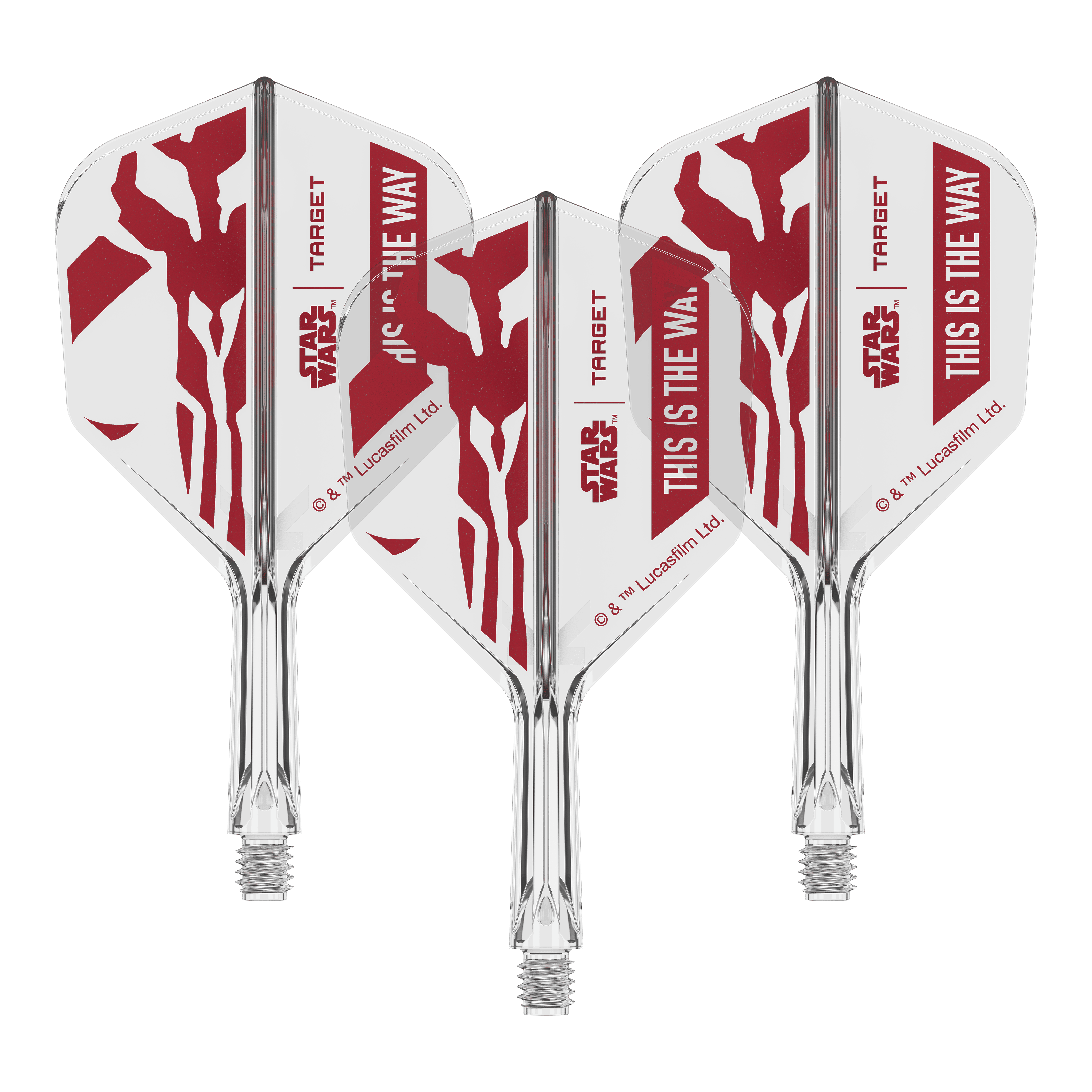 Set Target Star Wars K-Flex Mandalorian No6 Vuelos Dieses Motiv zeigt den Schriftzug 'This Is The Way' aus Star Wars auf einem Dart-Flügel. Der No6 Flight ist 19 mm groß und eignet sich für Darts.