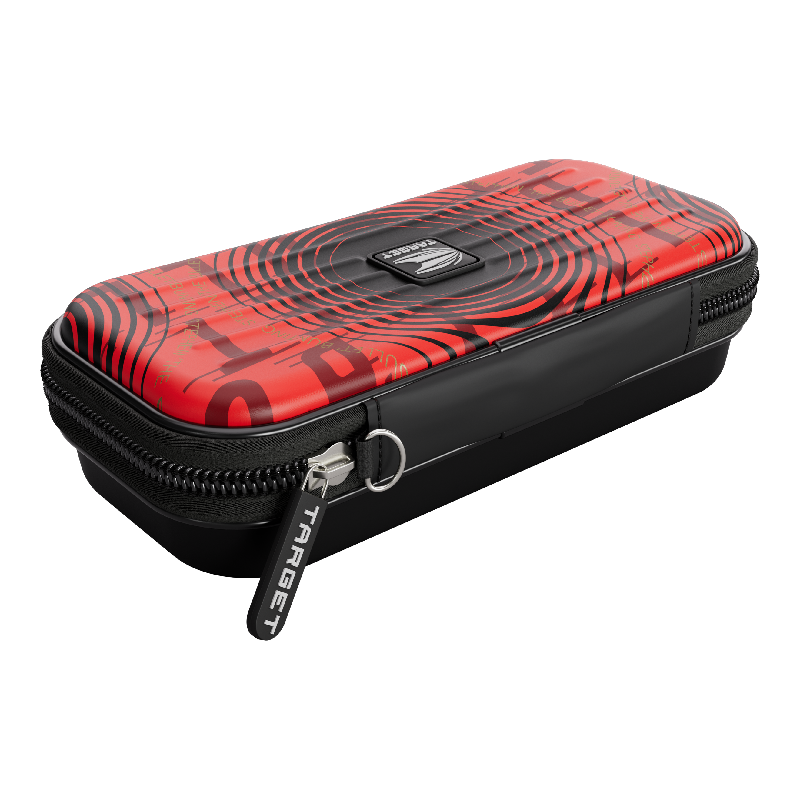 Estuche para dardos Target Takoma Stephen Bunting Das Bild zeigt das Produkt "Target Takoma Stephen Bunting Dartcase". Das Dartcase ist rot-schwarz gestaltet und hat einen Reißverschluss mit dem Schriftzug "TARGET".