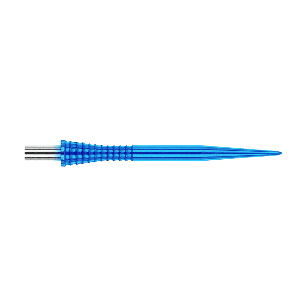 Puntas de dardos de acero Red Dragon Raptor Gripped Blue 30mm Das Bild zeigt eine blaue Dartspitze mit griffiger Struktur aus Metall. Es handelt sich um das Produkt "Red Dragon Raptor Gripped Blue Steeldartspitzen 30mm".