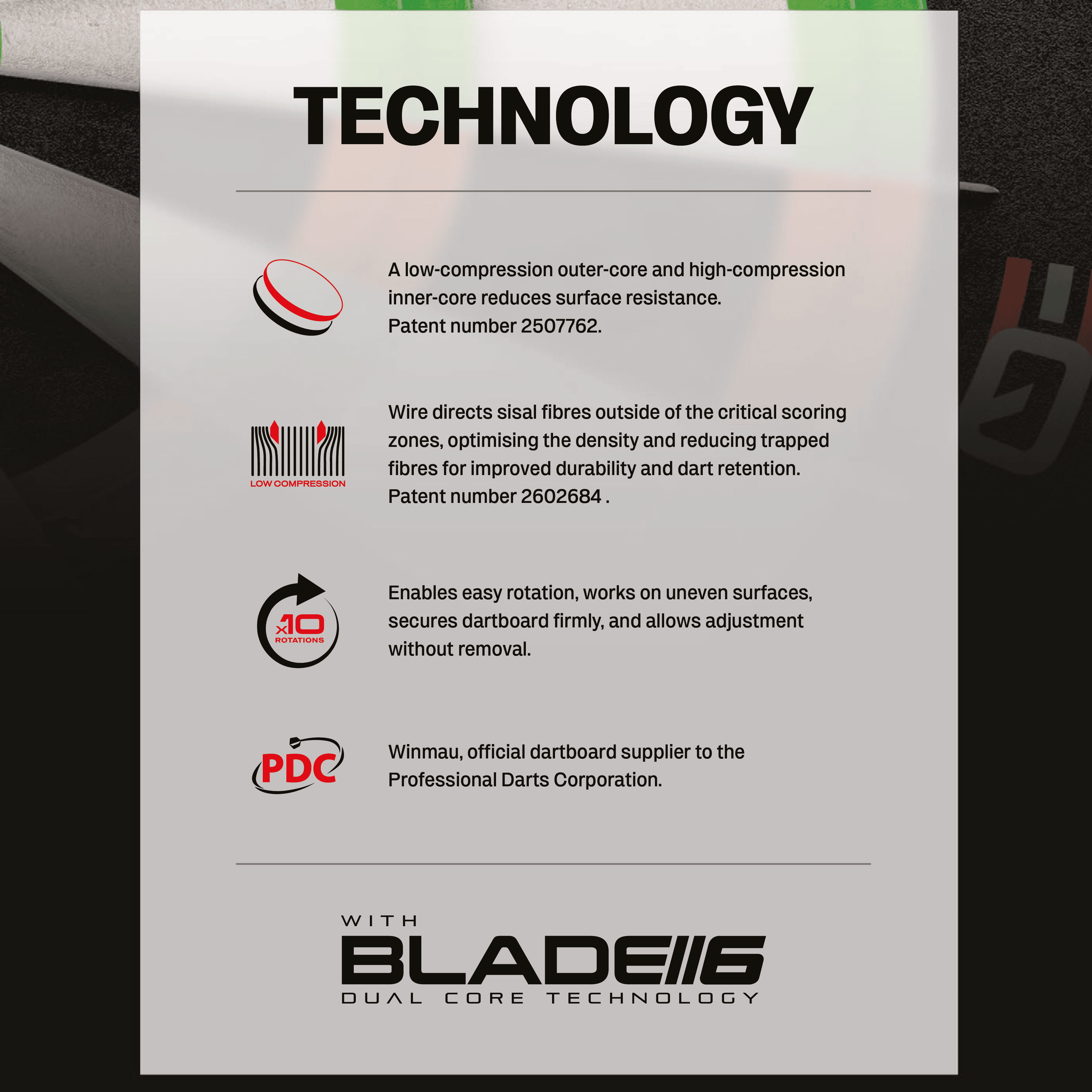 Diana de acero con ecualizador Winmau Das Bild zeigt das Winmau Equalizer Steeldartboard. Es handelt sich um ein hochwertiges Steeldartboard für Dartspieler.