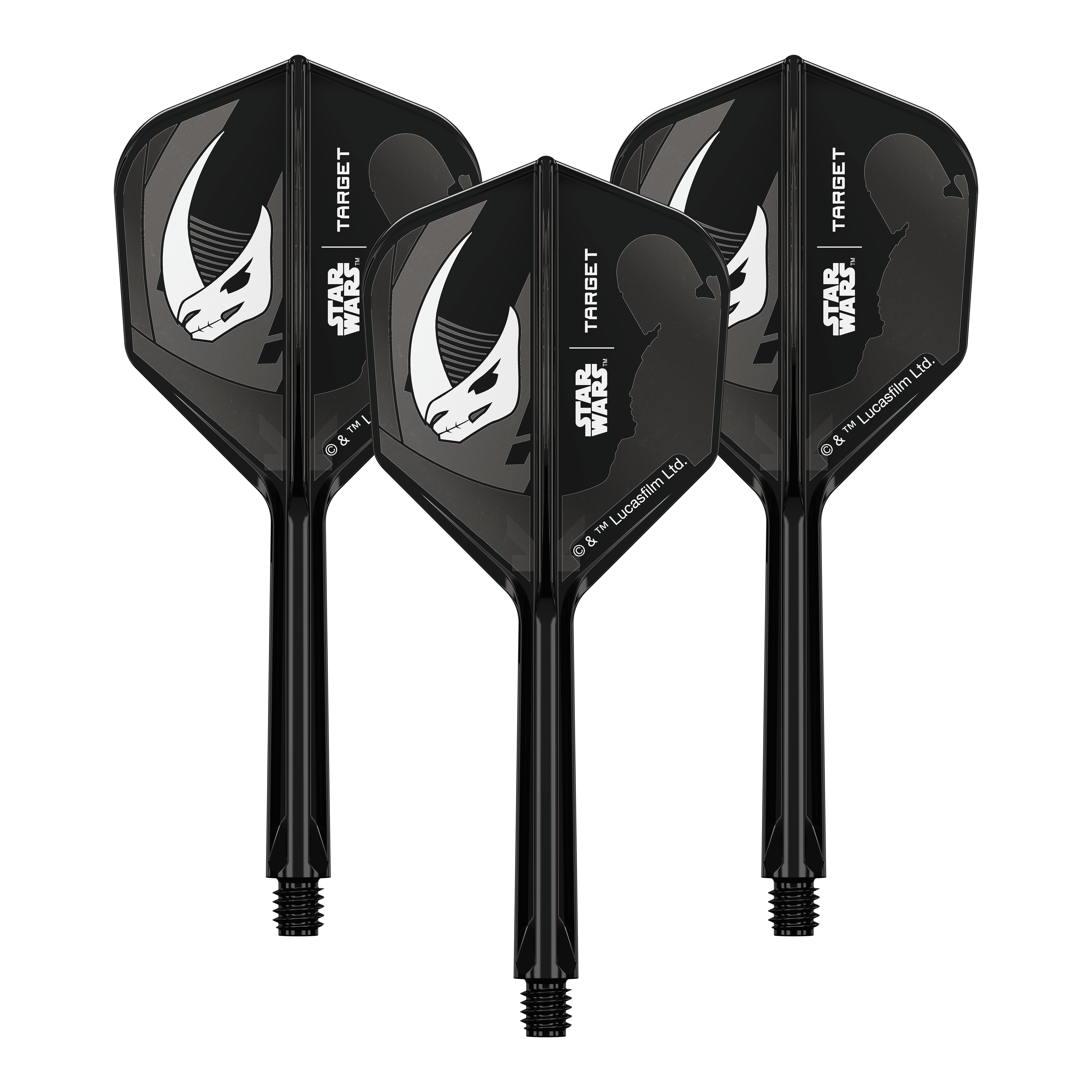 Set Target Star Wars K-Flex Mandalorian No6 Vuelos Das Bild zeigt das Produkt '410625_Target_StarWars_K-Flex_Mandalorian_Armour_No6_Flights_33mm_2a'. Wahrscheinlich sind hier Mandalorian Armour Dart-Flights abgebildet.