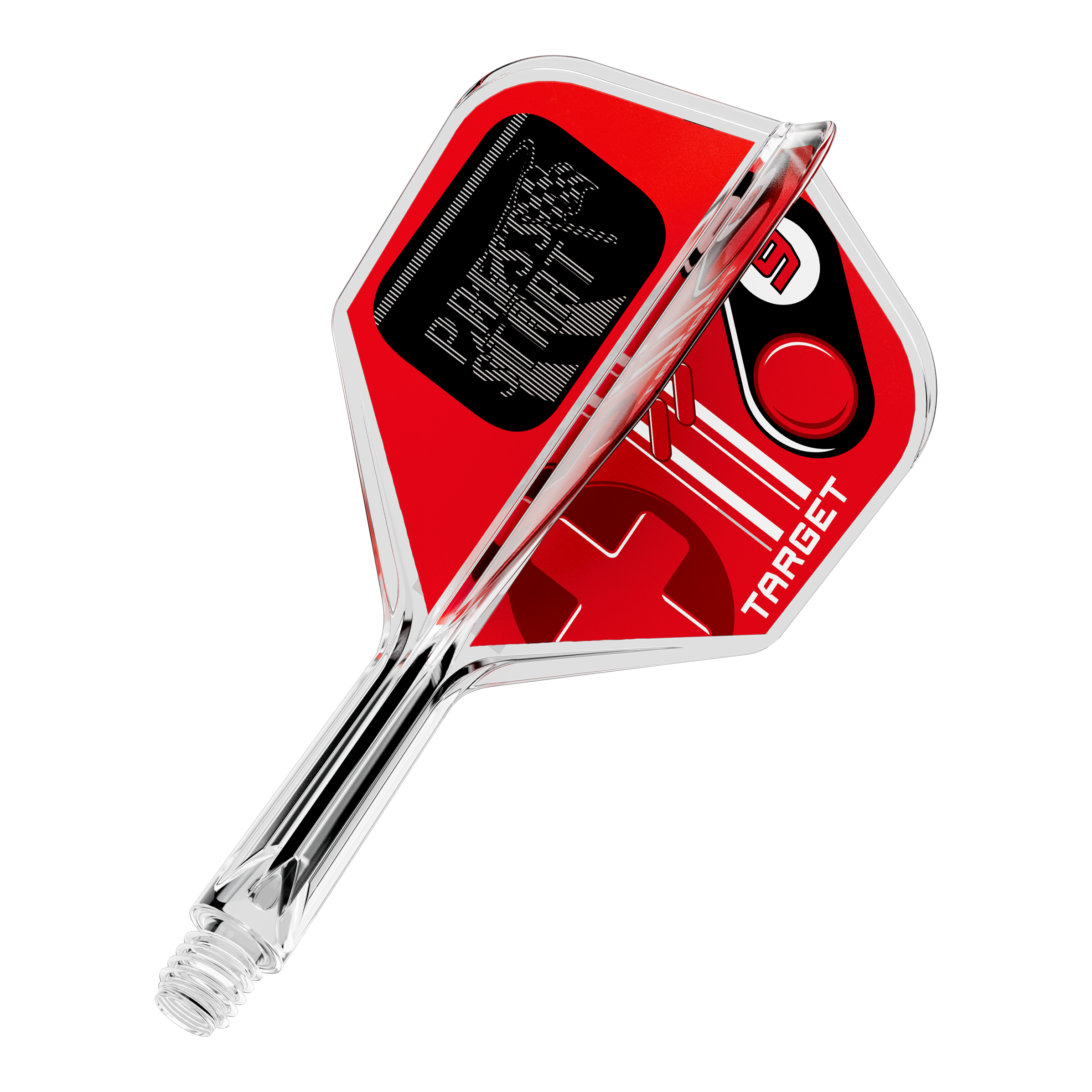 Target K-Flex Press Start No6 Vuelos Gezeigt wird das Produkt 410582_Target_K-Flex_PressStart_No6_Flights_19mm_1. Es scheint sich um ein einzelnes Dart-Zubehörteil, zum Beispiel einen Flight, zu handeln.
