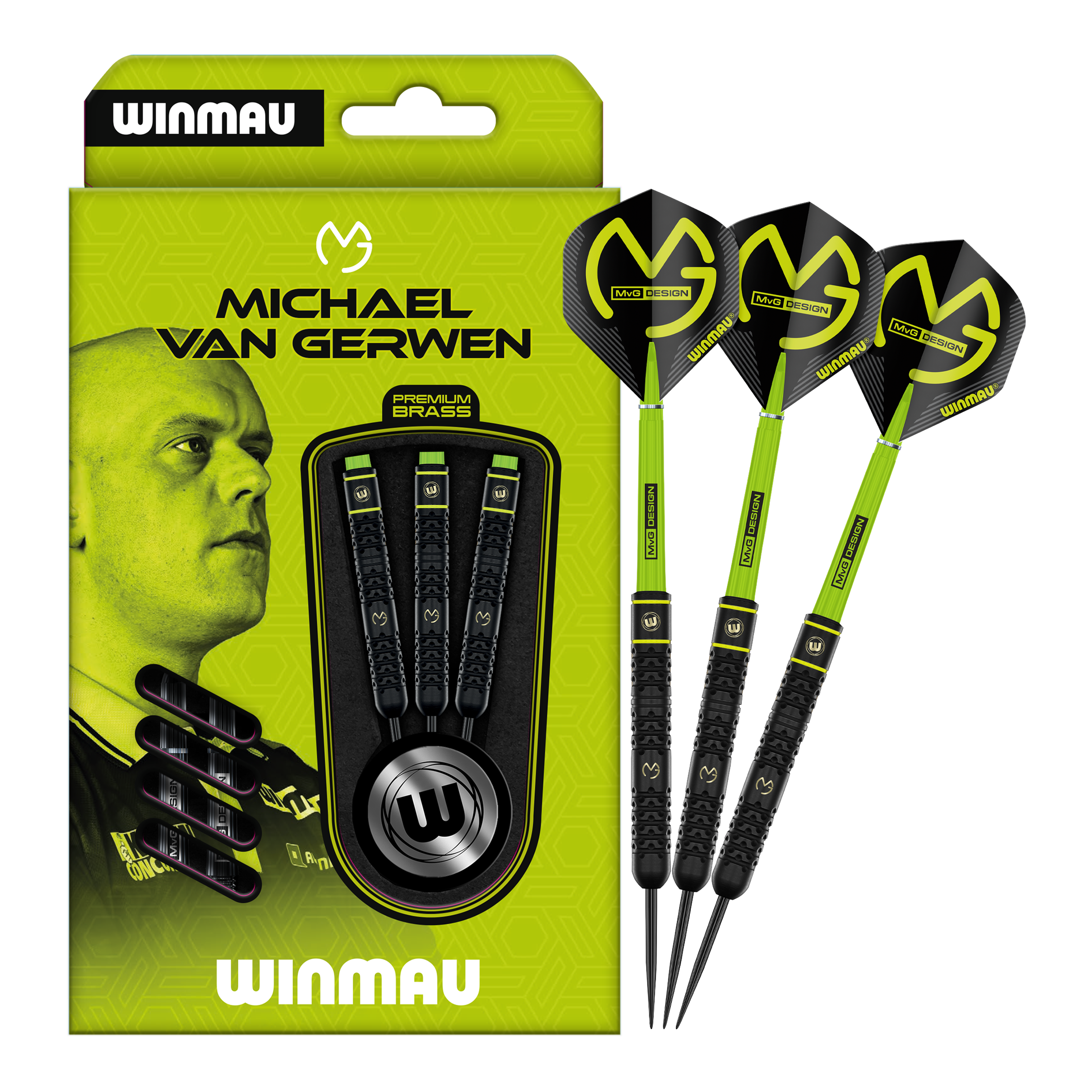 Winmau Michael Van Gerwen Dardos de acero de latón - 21 g Zu sehen ist das Set Winmau Michael Van Gerwen Steeldarts mit 21 g. Diese Darts sind optimal zum Steeldart-Spielen geeignet.