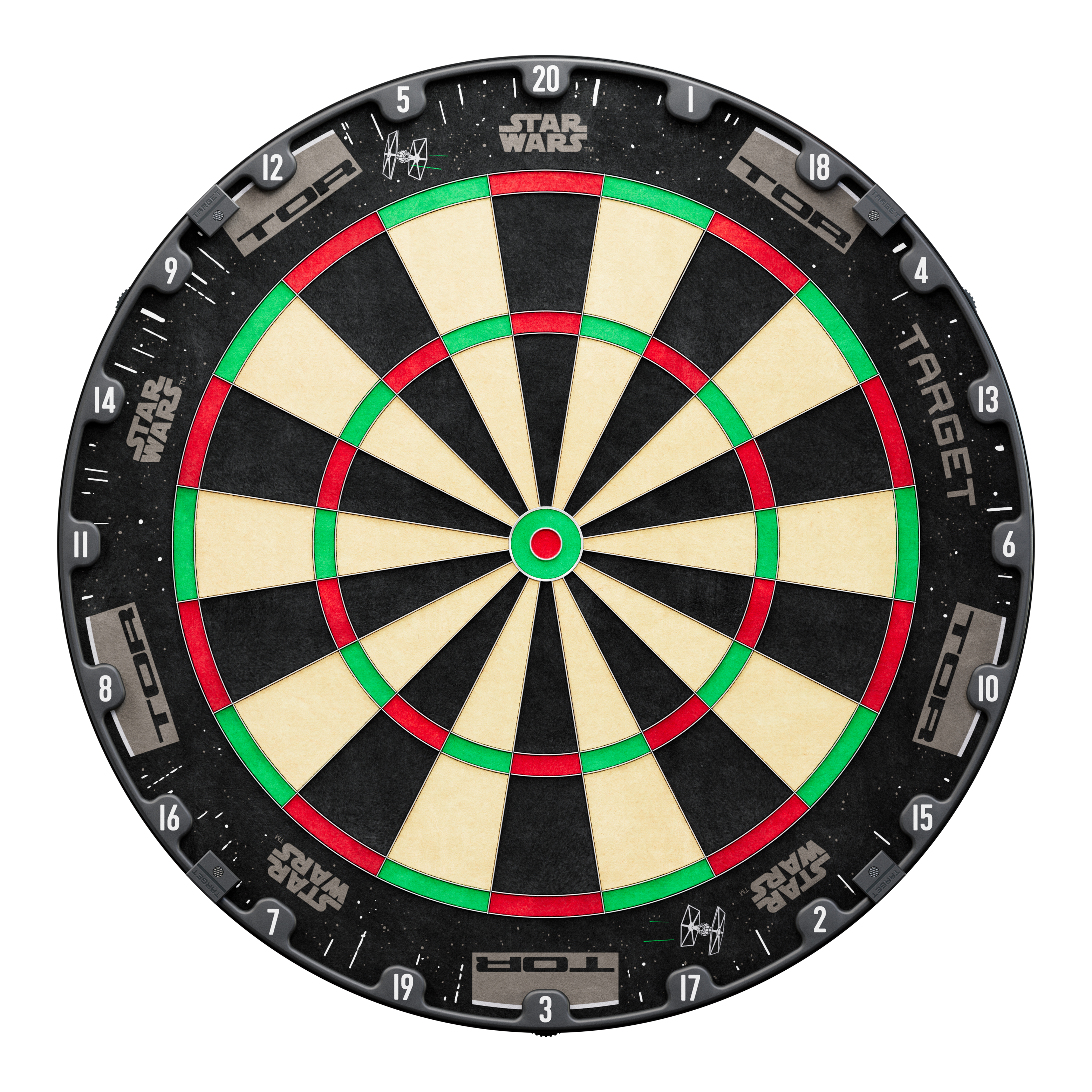 Paquete de dardos Target Star Wars Millennium Falcon TOR Hier sieht man das Target Star Wars Millennium Falcon Surround Board Bundle. Das Set kombiniert Star Wars Motiv mit praktischen Dart-Zubehör.