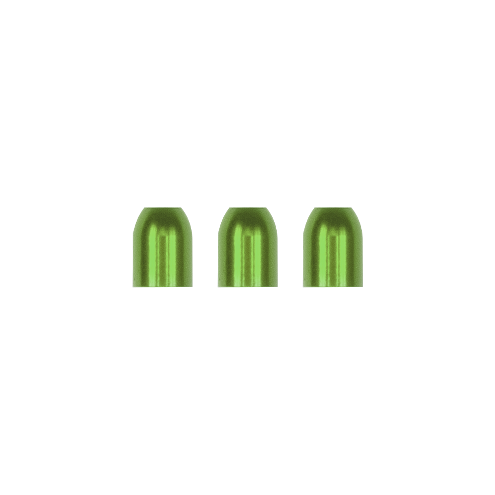 LCR-GR_L-Style_Premium_Metall_Champagne_Ringe_Gr-n_1 Das Bild zeigt drei grüne L-Style Premium Metall Champagne Ringe. Sie sind nebeneinander in einer Reihe angeordnet.