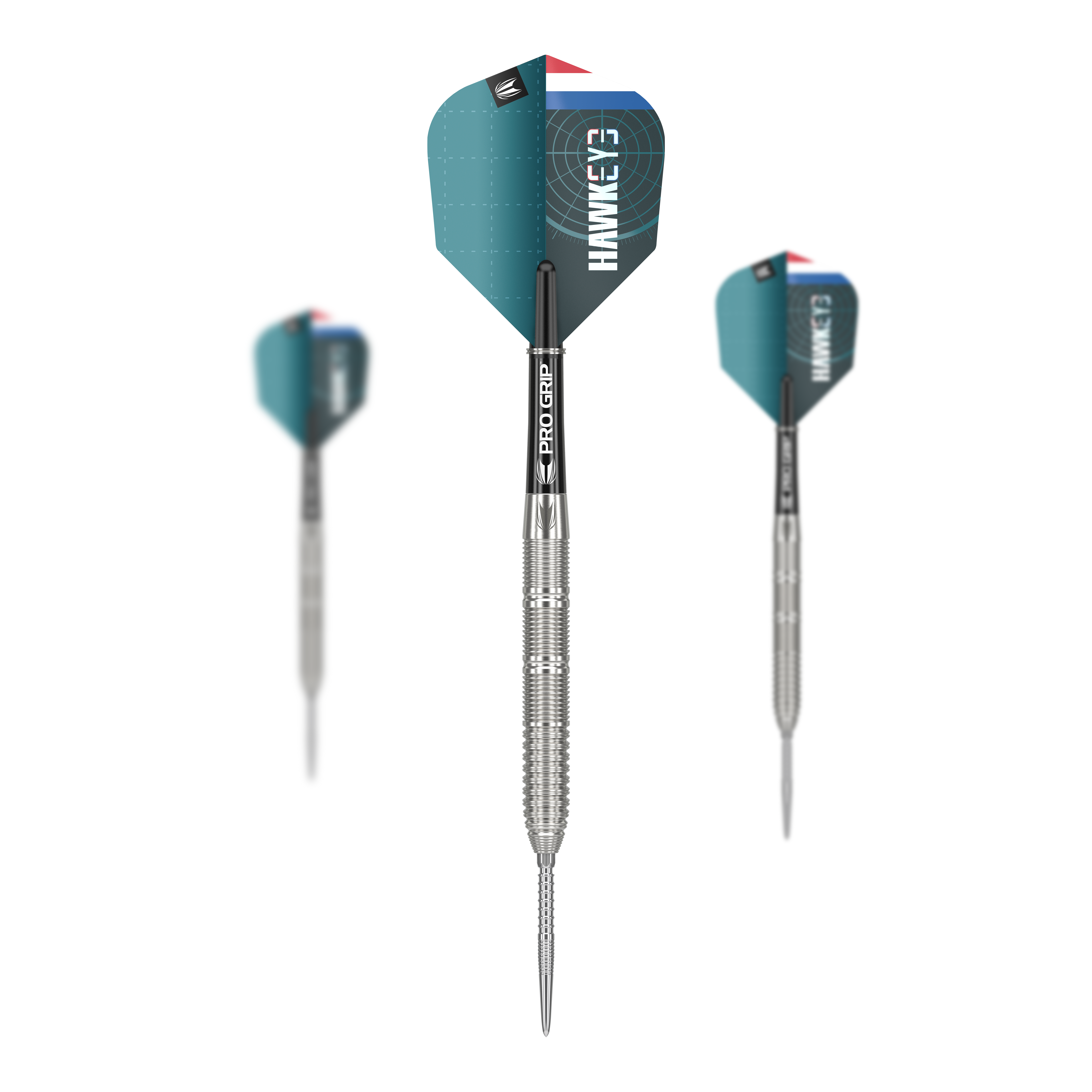 Diana Kevin Doets GEN1 Dardos de acero con punta suiza - 23 g Target Kevin Doets GEN1 Swiss Point Steeldarts - 23g ist als Set dargestellt. Die feinen Details sind sichtbar.