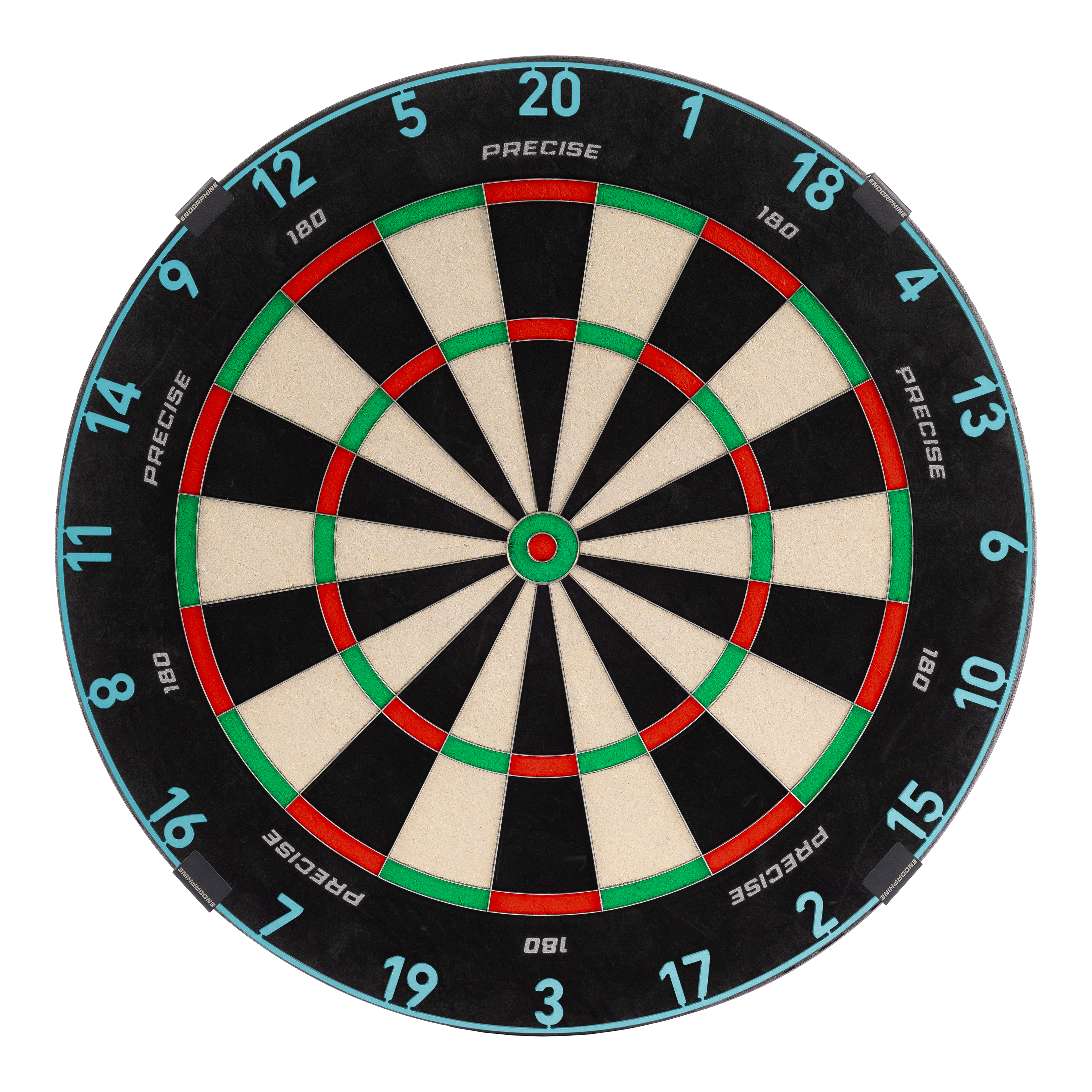 Diana de dardos de acero Endorphine de precisión 180 con anillo numerado - Azul infinito Das Precise 180 Endorphine Steeldartboard mit Nummernring in Infinity Blue ist abgebildet. Es bietet optimale Bedingungen für ein präzises Dartspiel.