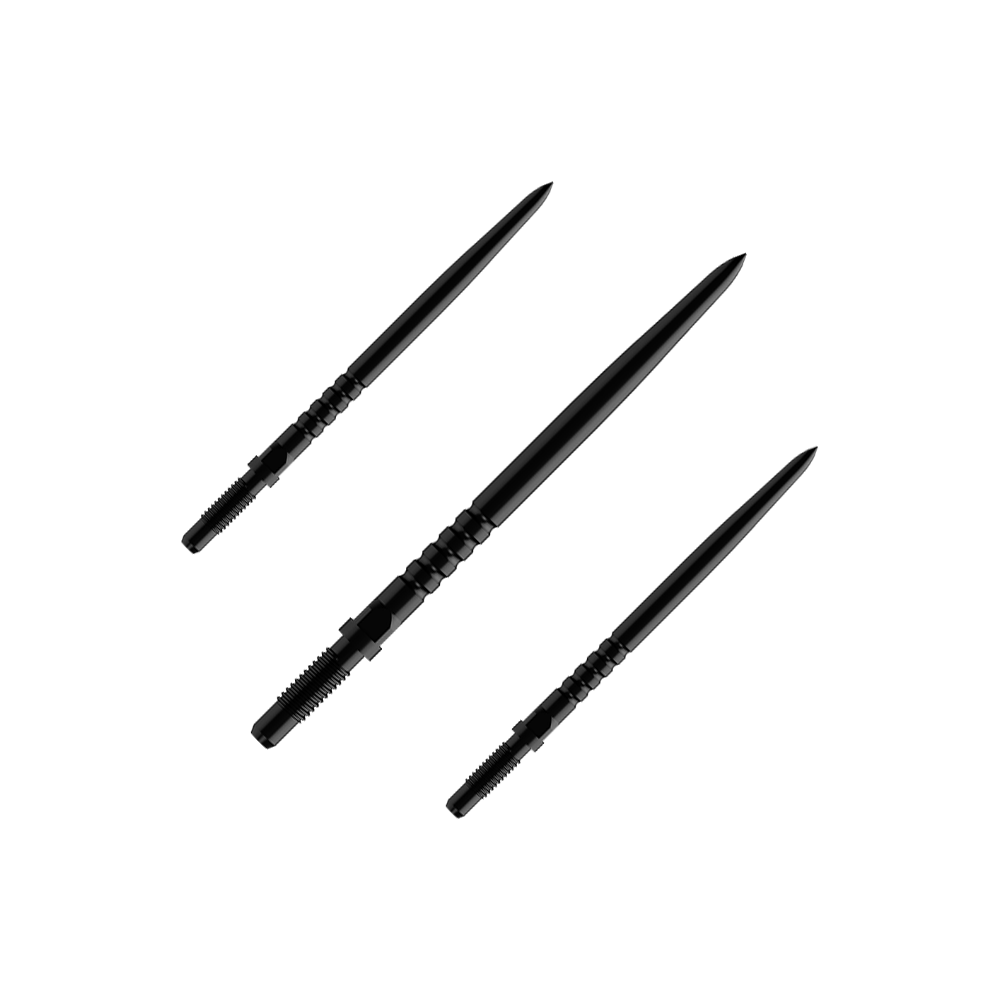 Puntas de dardo convertibles Bulls NL - Agarre anillado - Negro Das Bild zeigt eine Verpackung mit mehreren Dartspitzen. Es sind BullsNL Convertible Points mit Ringed Grip in Schwarz, 32mm im 1er Set abgebildet.