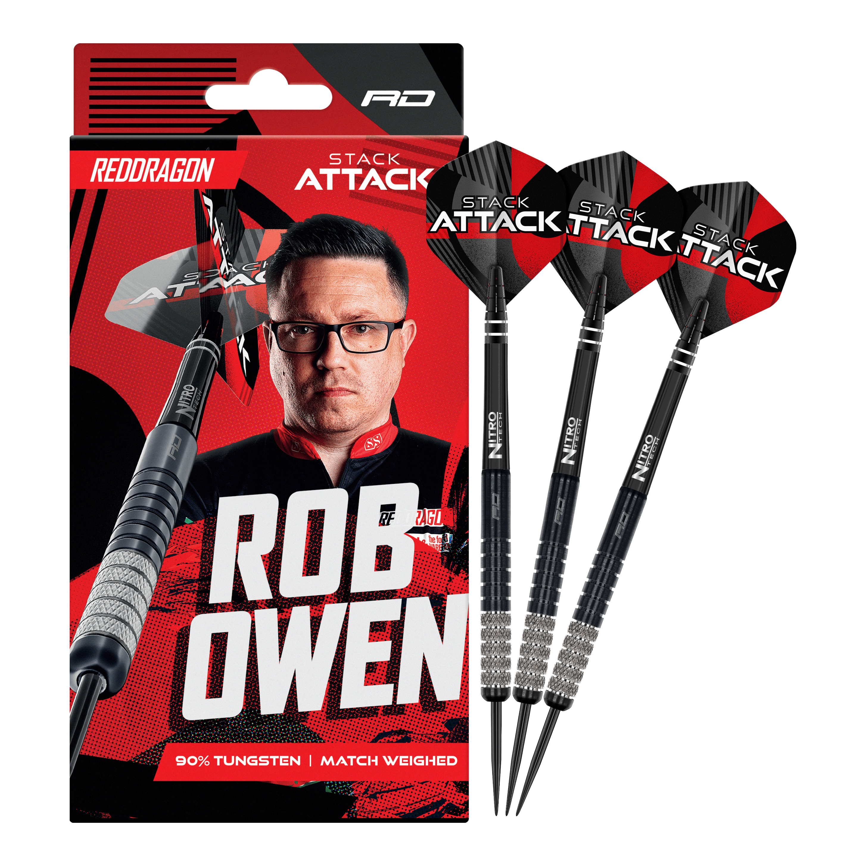 Dardos de acero Red Dragon Rob Owen Stack Attack - 22 g Red Dragon Rob Owen Stack Attack Steeldarts - 22g ist ein Set hochqualitativer Dartpfeile in 22 Gramm. Das Produkt bietet Präzision und ist für Turniere geeignet.